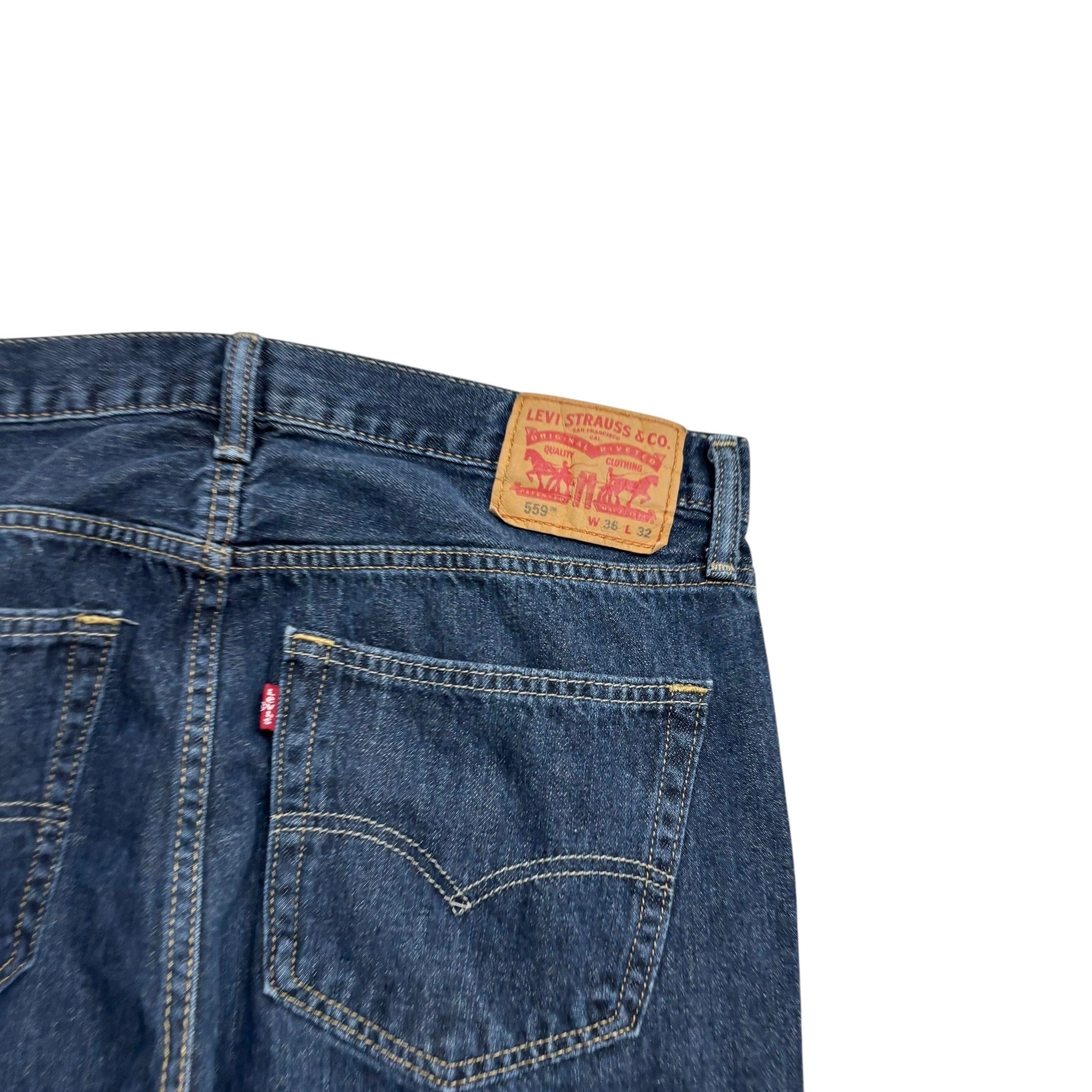 Levis 559 Jeans W36 L31 Mens Dark Blue Baggy Relaxed Straight Fit Denim (E)