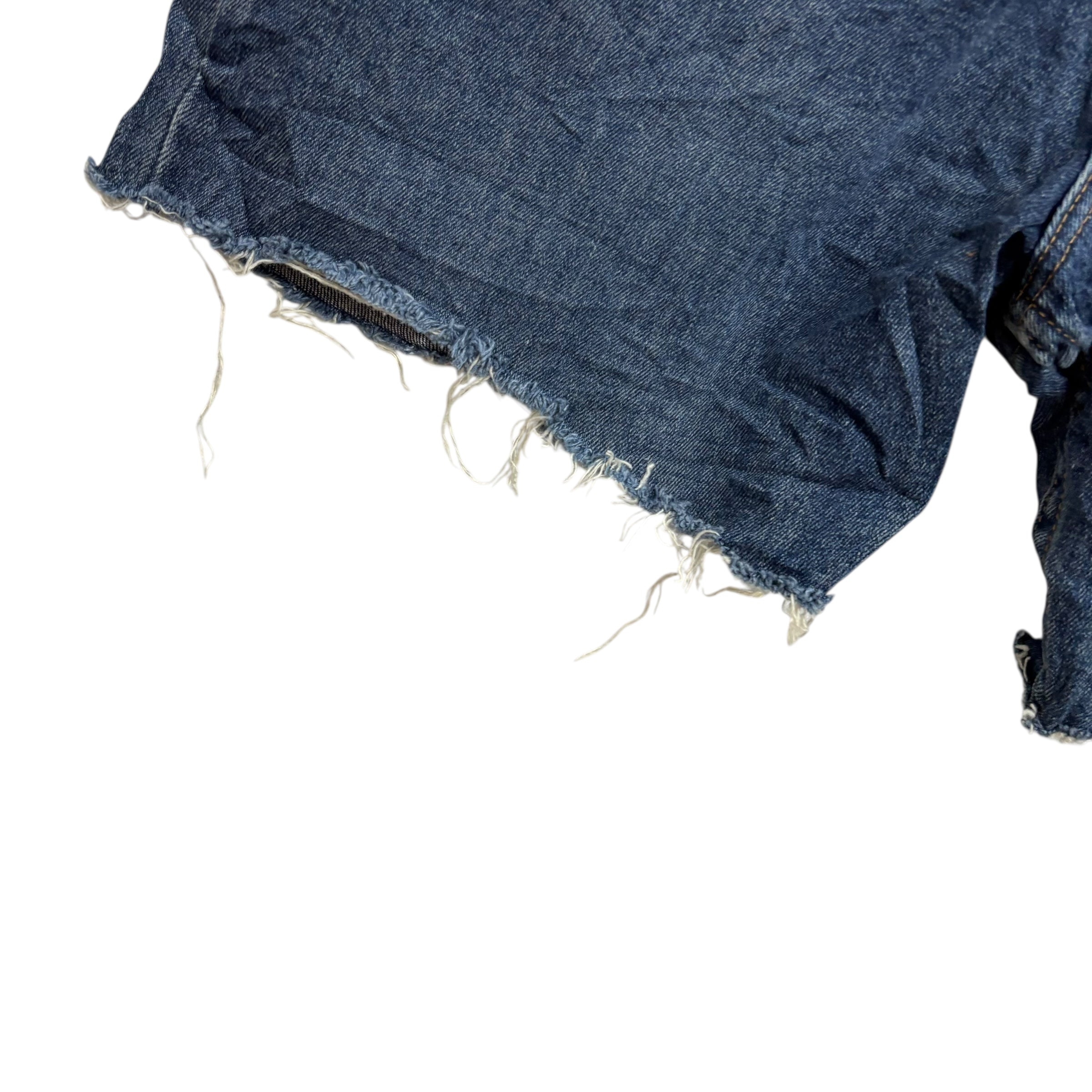 Wrangler Denim Shorts W32 Mens Dark Blue 5in Regular Fit Cut Off Stretch