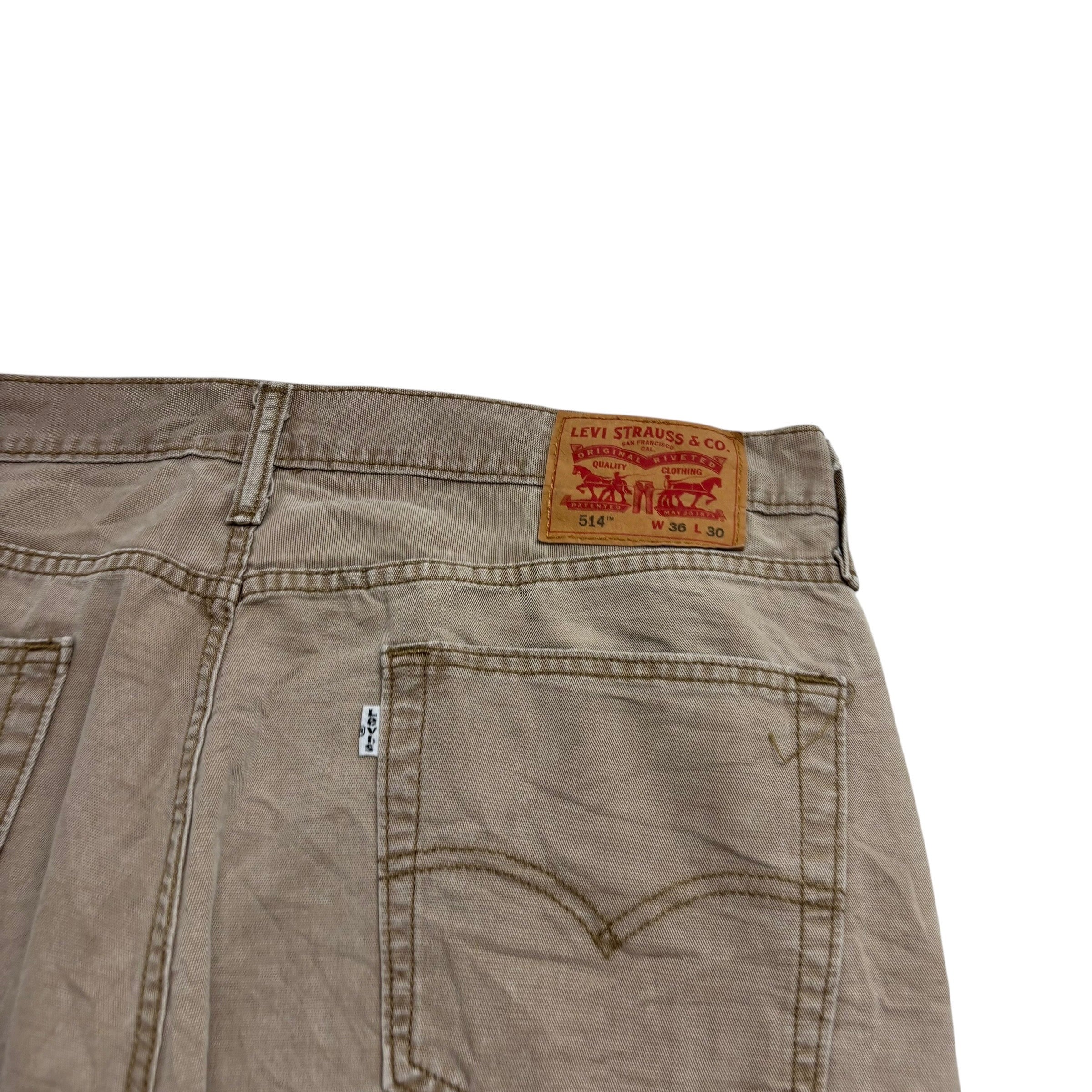 Levis 514 Trousers W36 L30 Mens Beige Regular Straight Fit Cotton Pants