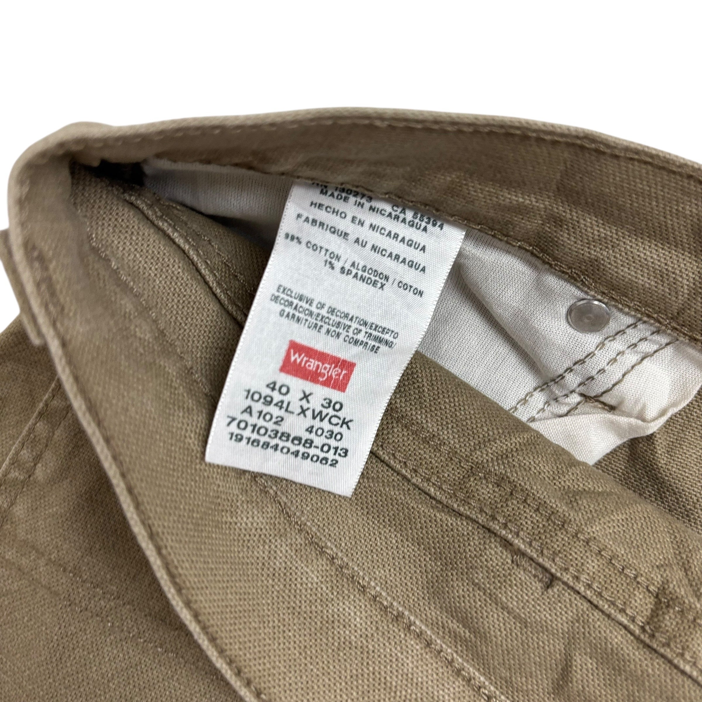 Wrangler Carpenter Pants W42 L30 Mens Khaki Relaxed Straight Stretch Trousers