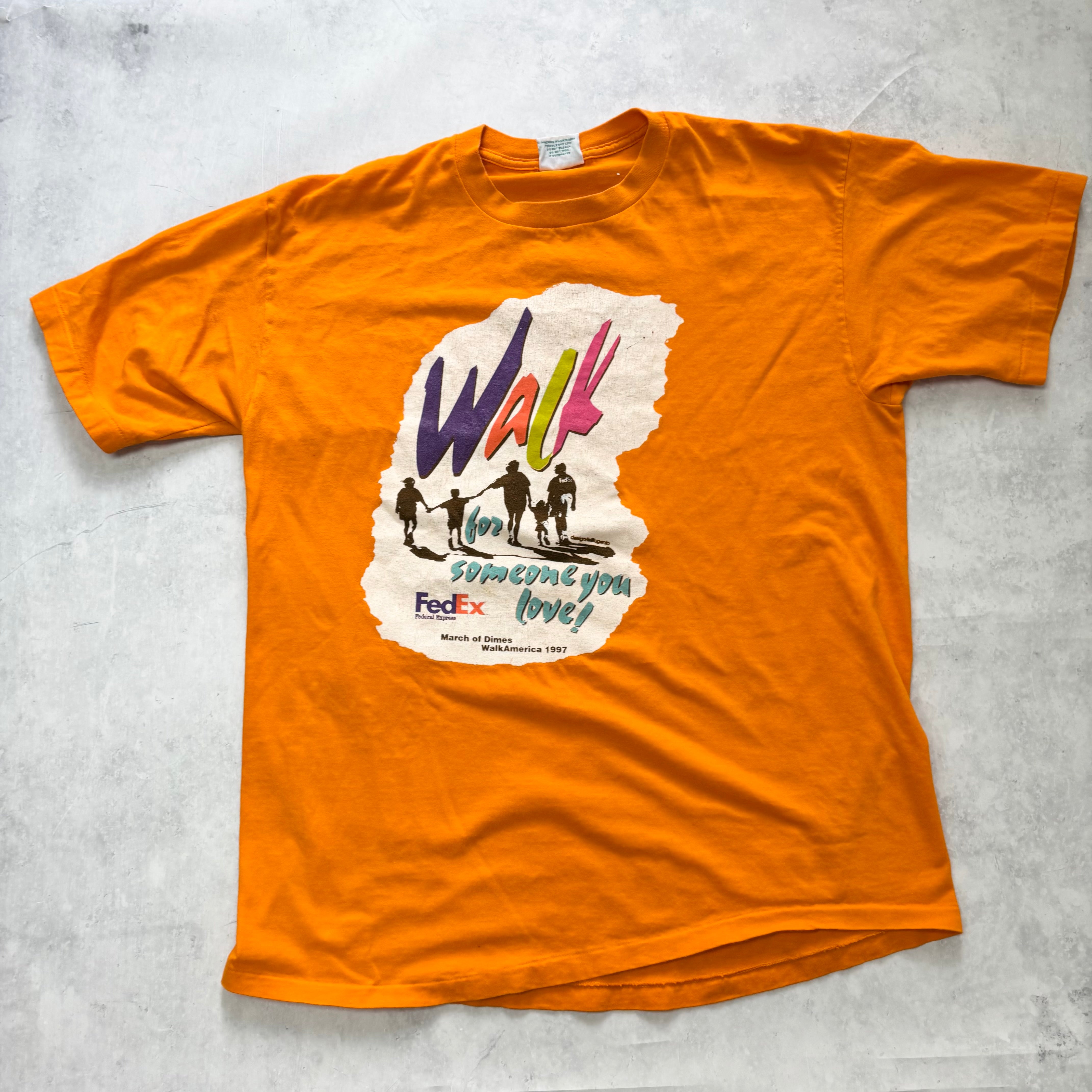 Vintage T Shirt Mens XL Orange Single Stitch Graphic Print 90s USA (E)