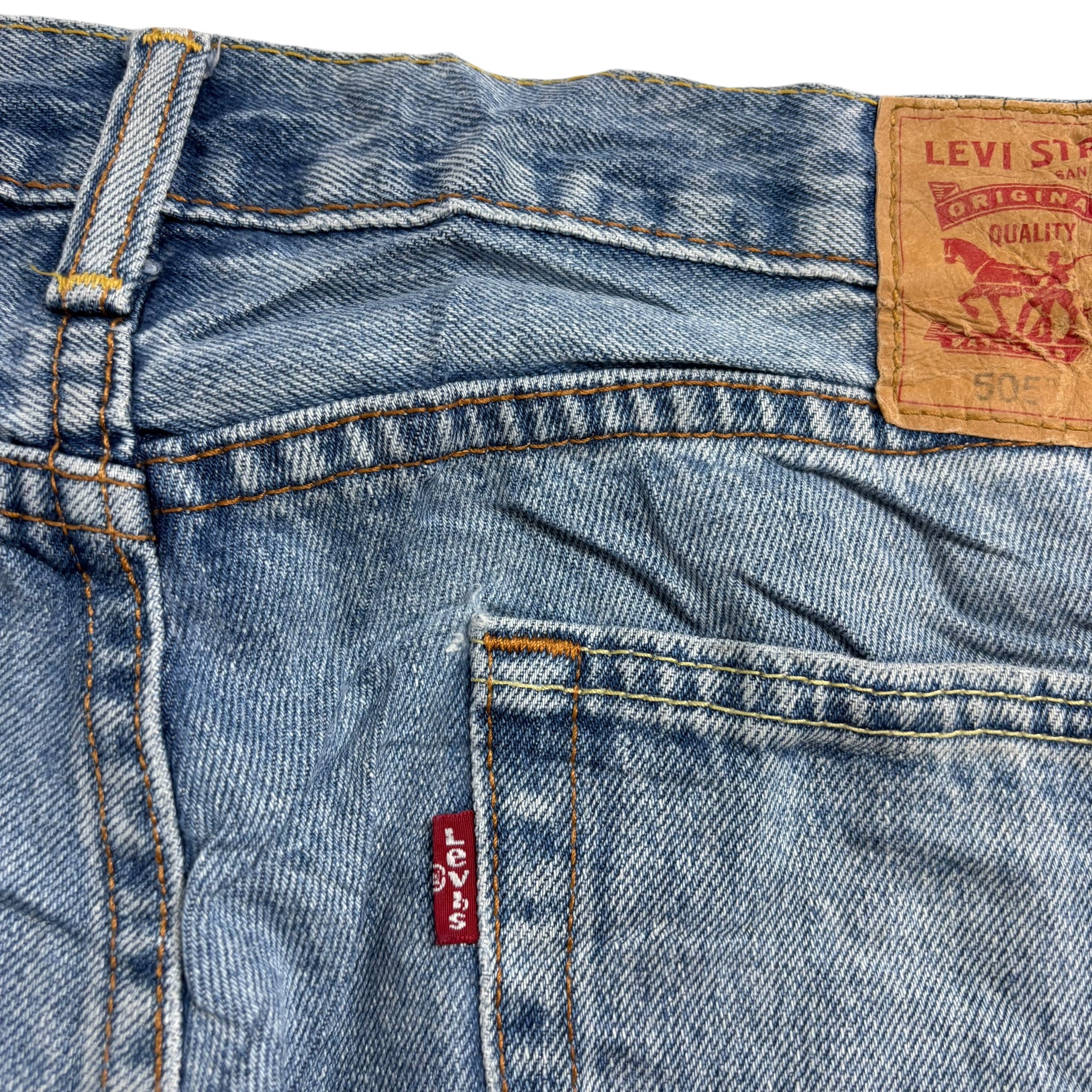 Levis 505 Jeans W36 L30 Mens Light Blue Regular Straight Fit Denim