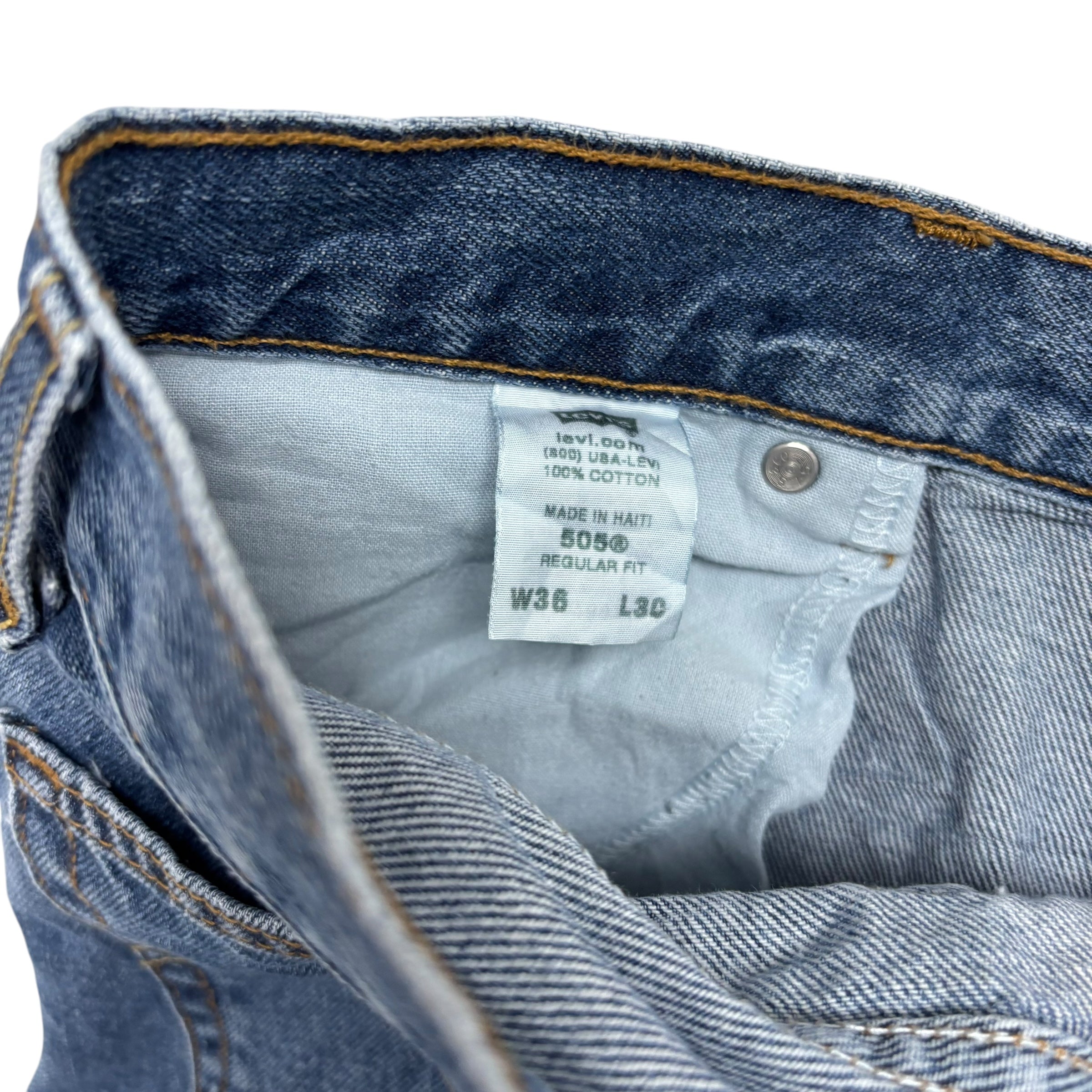 Levis 505 Jeans W36 L30 Mens Mid Blue Regular Straight Fit Vintage Denim