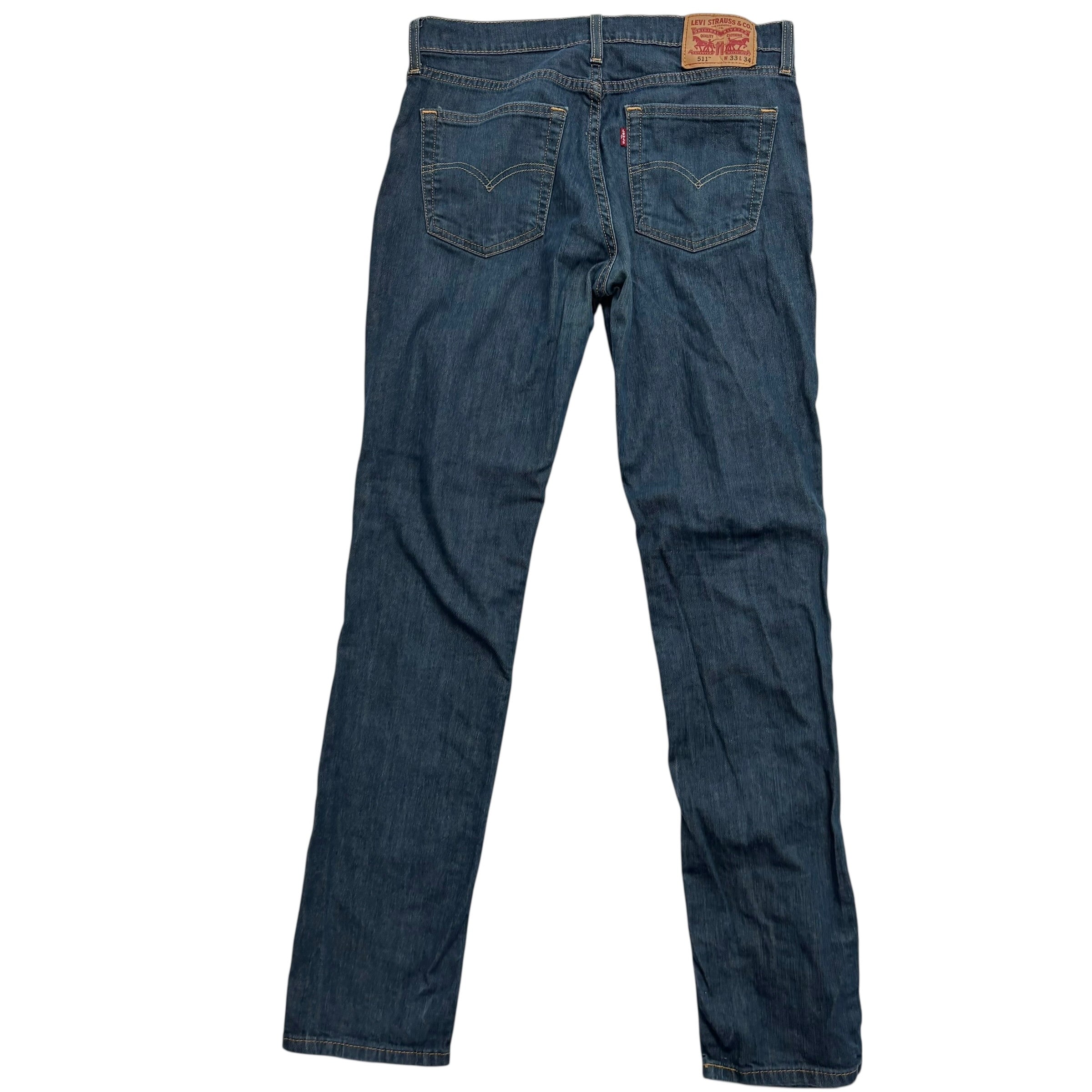 Levis 511 Jeans W33 L34 Mens Dark Blue Slim Fit Stretch Denim (E)