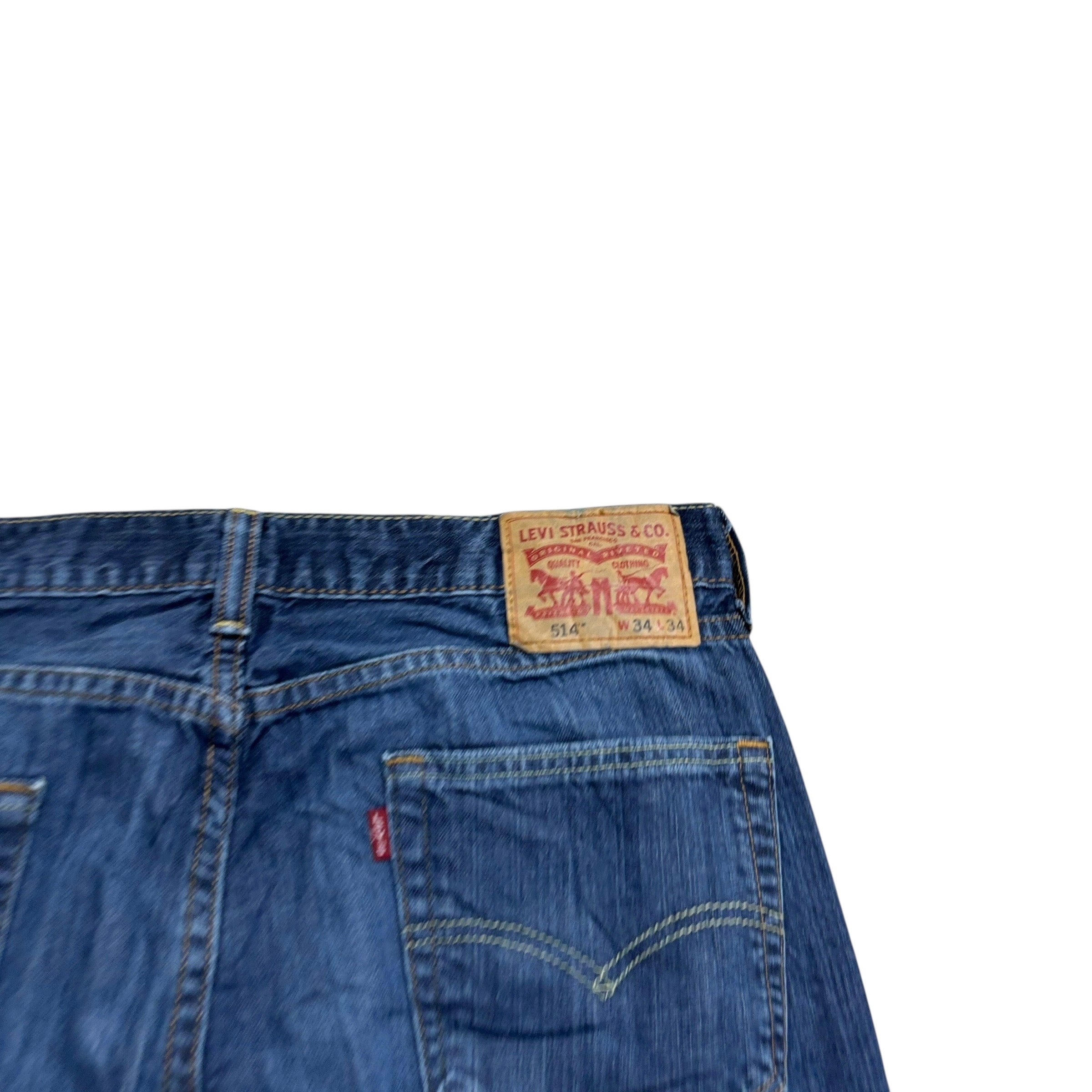 Levis 514 Jeans W34 L34 Mens Dark Blue Regular Straight Fit Denim (E)