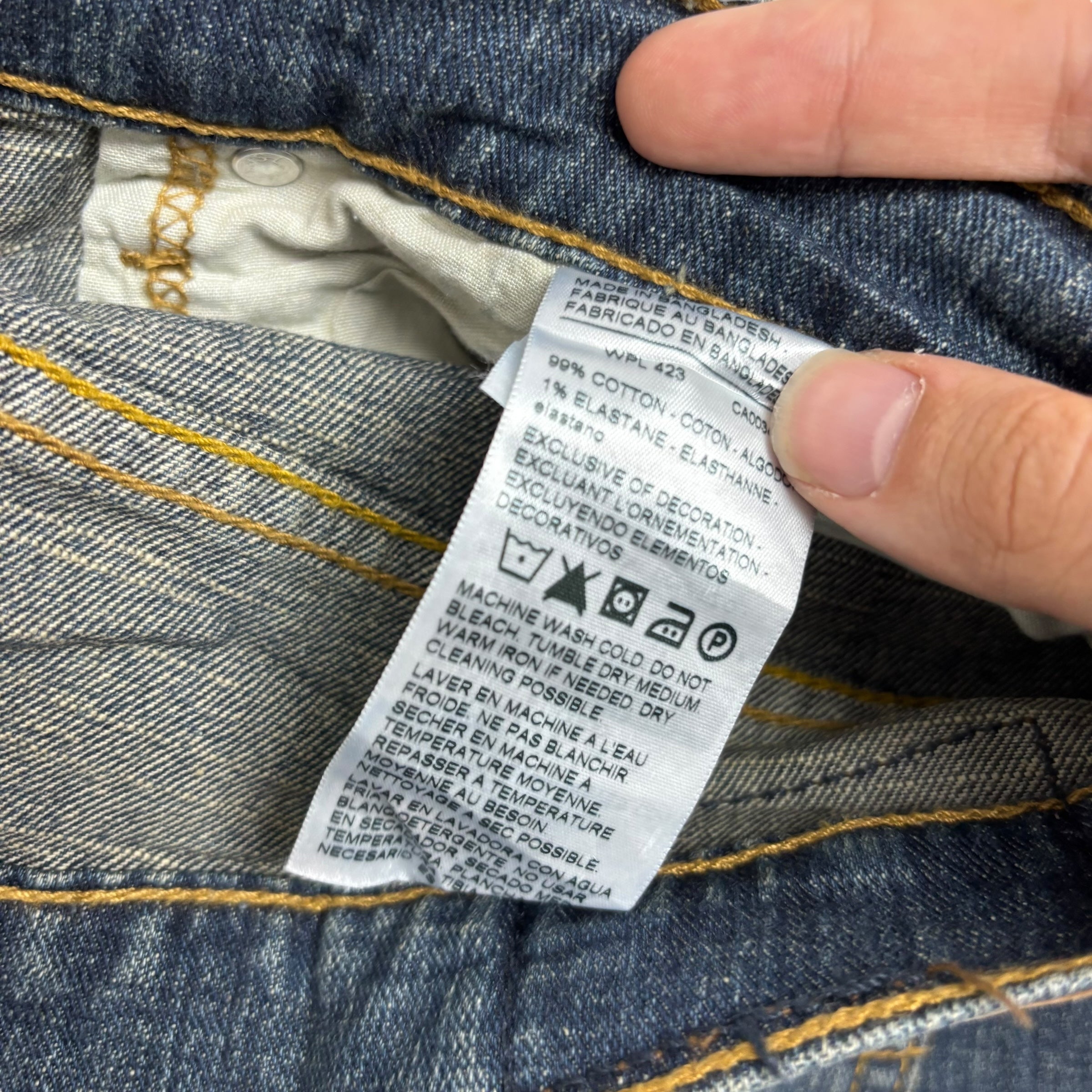 Levis Denizen Jeans W34 L30 Mens Dark Blue Relaxed Straight Fit Stretch (E)