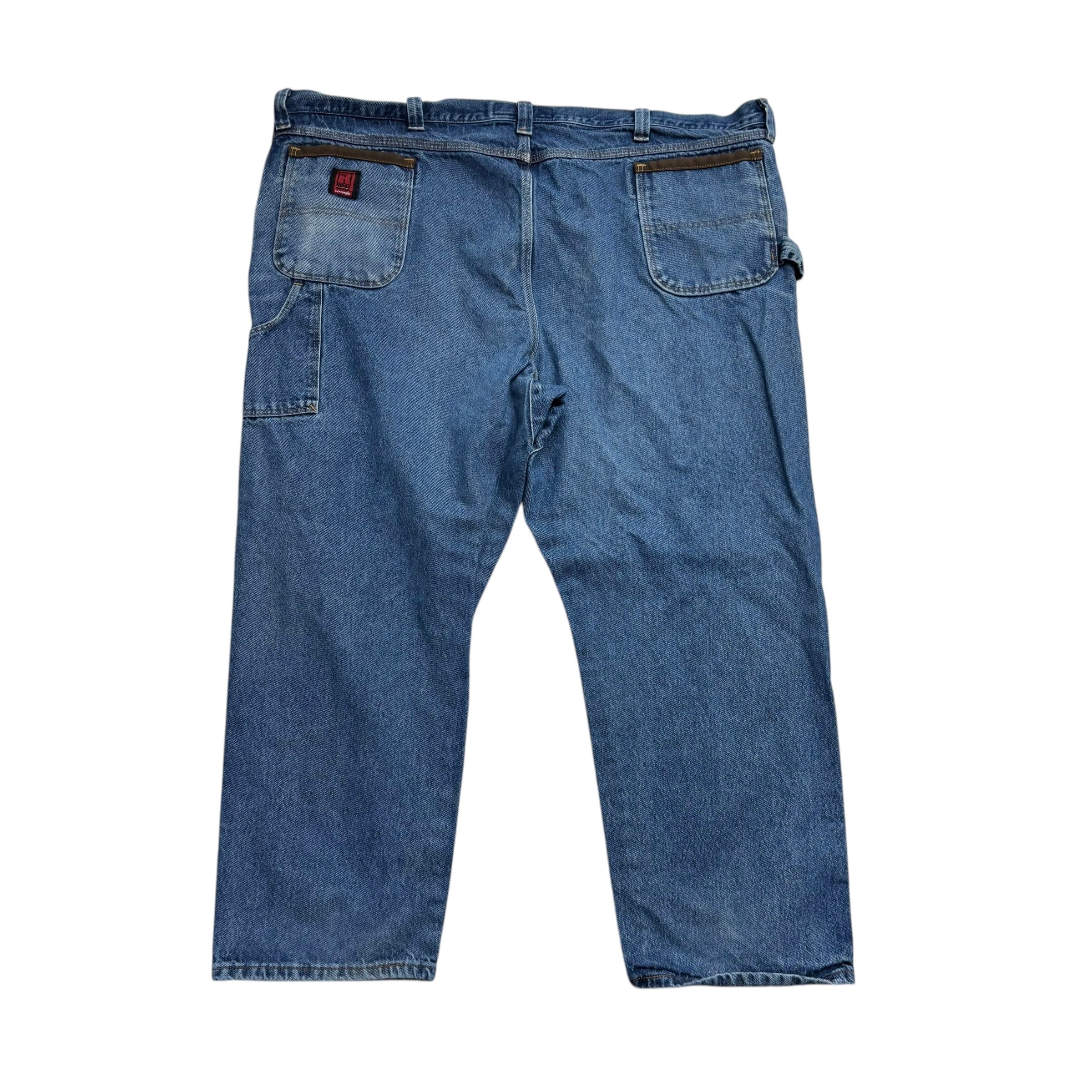 Wrangler Carpenter Jeans W52 L30 Mens Mid Blue Relaxed Straight Fit Denim (F)