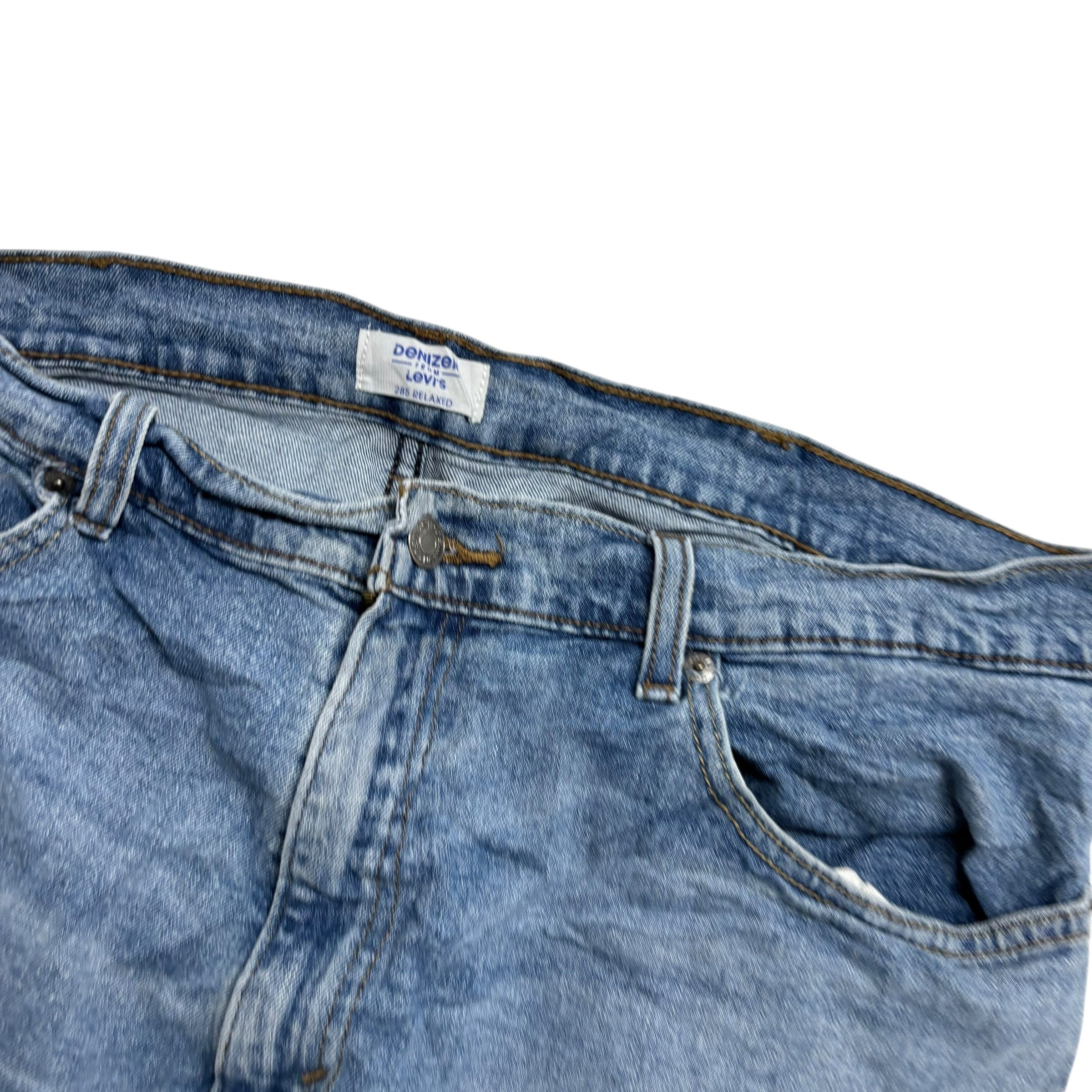 Levis Denizen Jeans W38 L30 Mens Light Blue Relaxed Straight Fit Stretch (E)