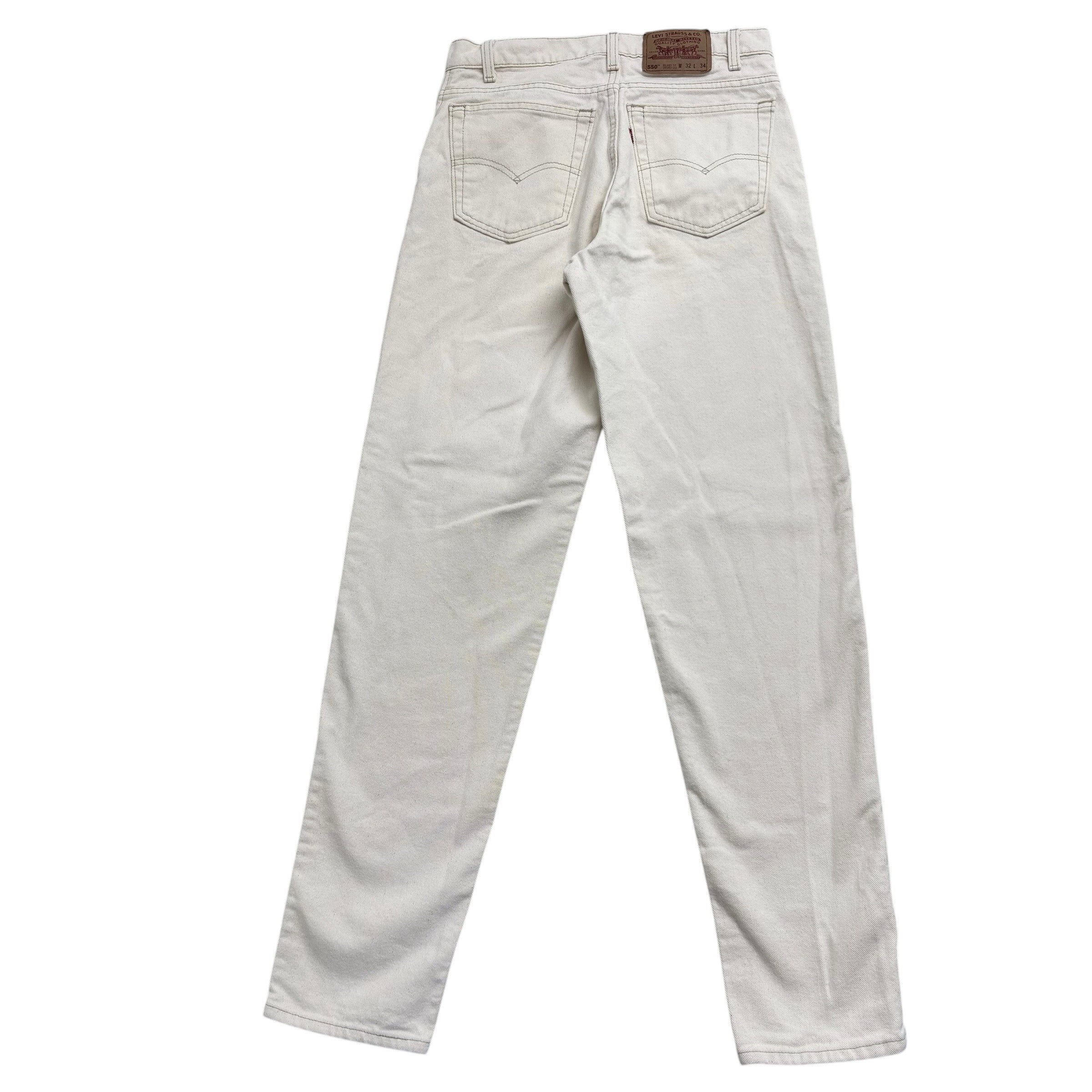 Levis 550 Jeans W31 L34 Mens Cream Relaxed Tapered Fit Made In USA Vintage