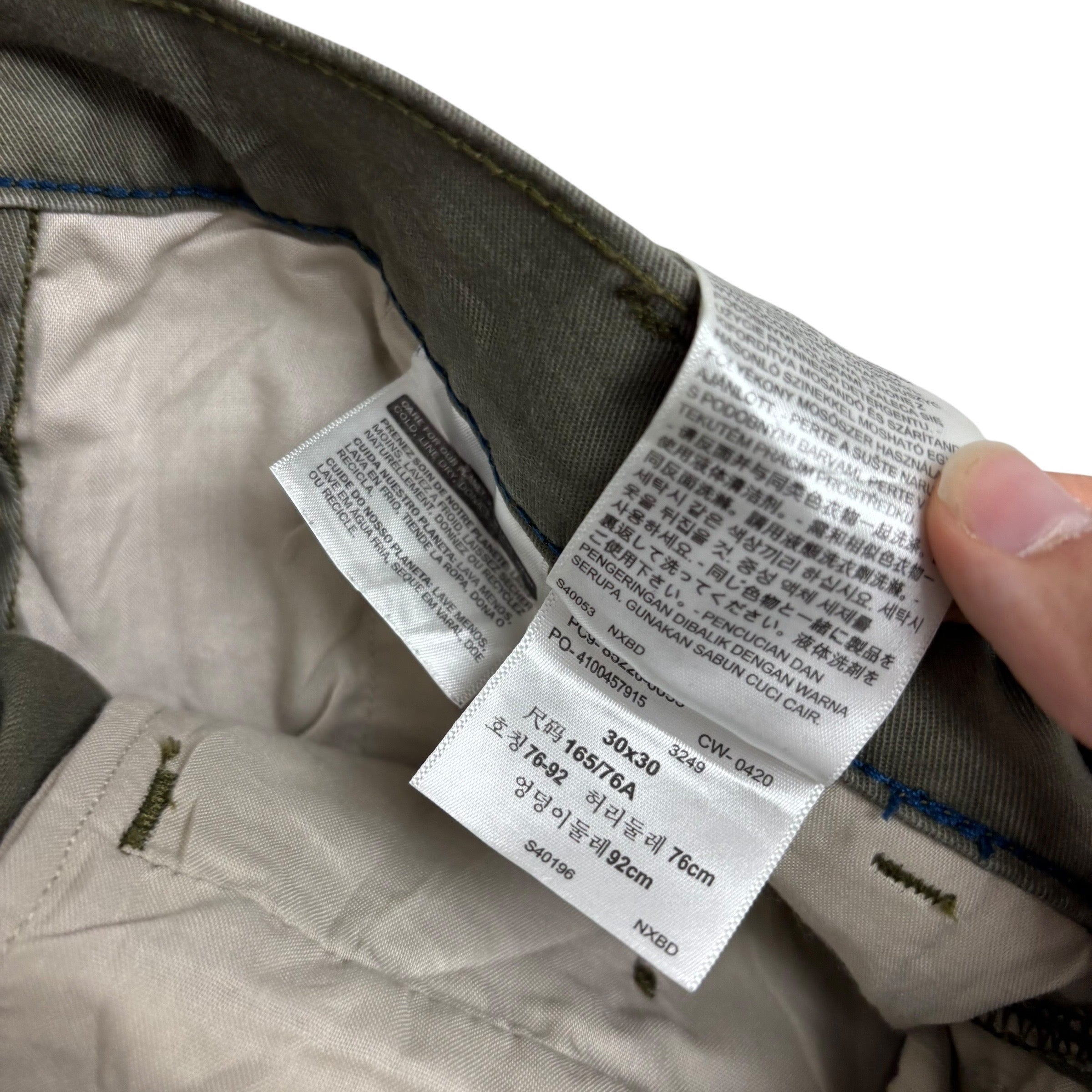 Levis XX Chino Trousers W30 L30 Mens Green Regular Tapered Fit Stretch