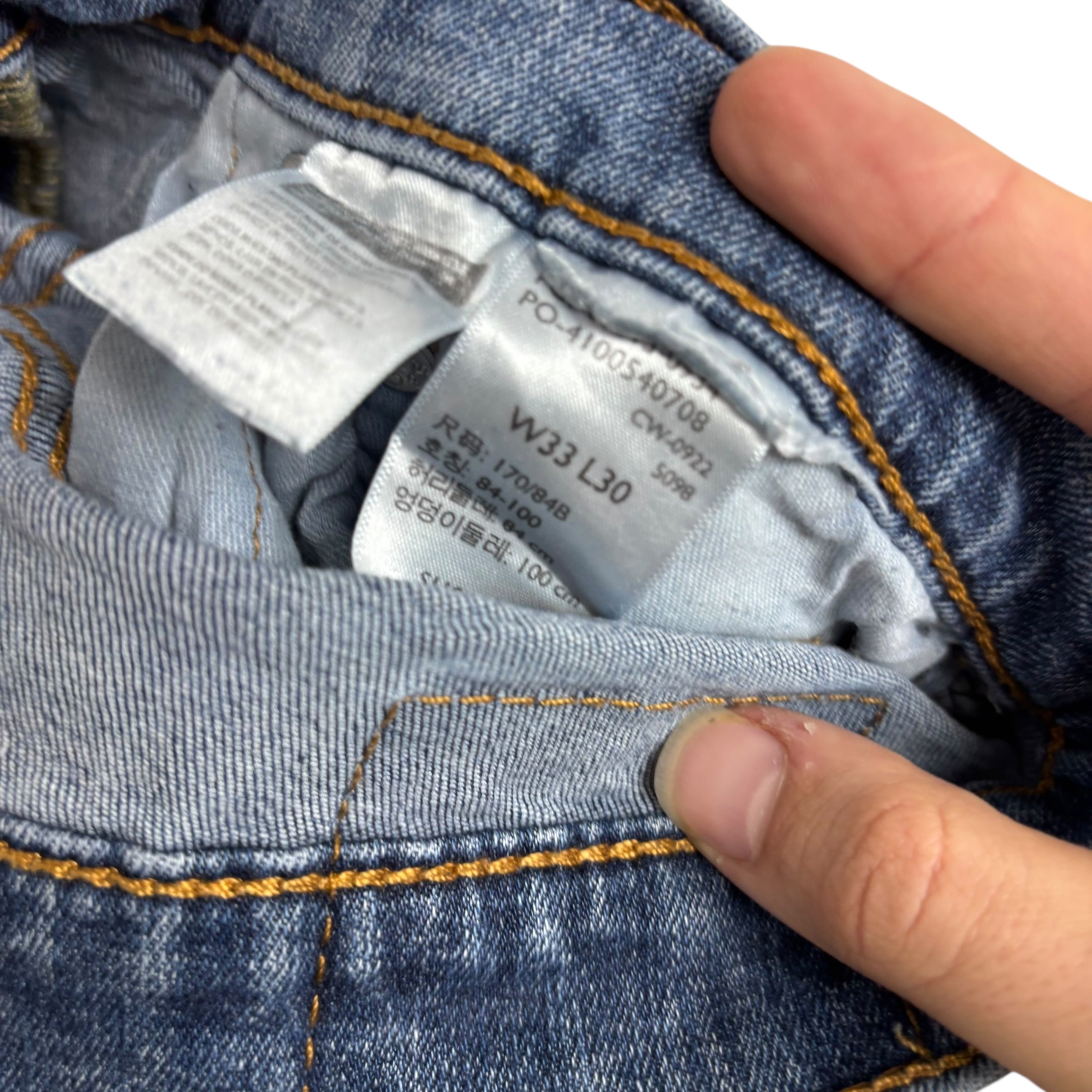 Levis 514 Jeans W33 L27 Mens Mid Blue Slim Straight Fit Stretch Denim (E)