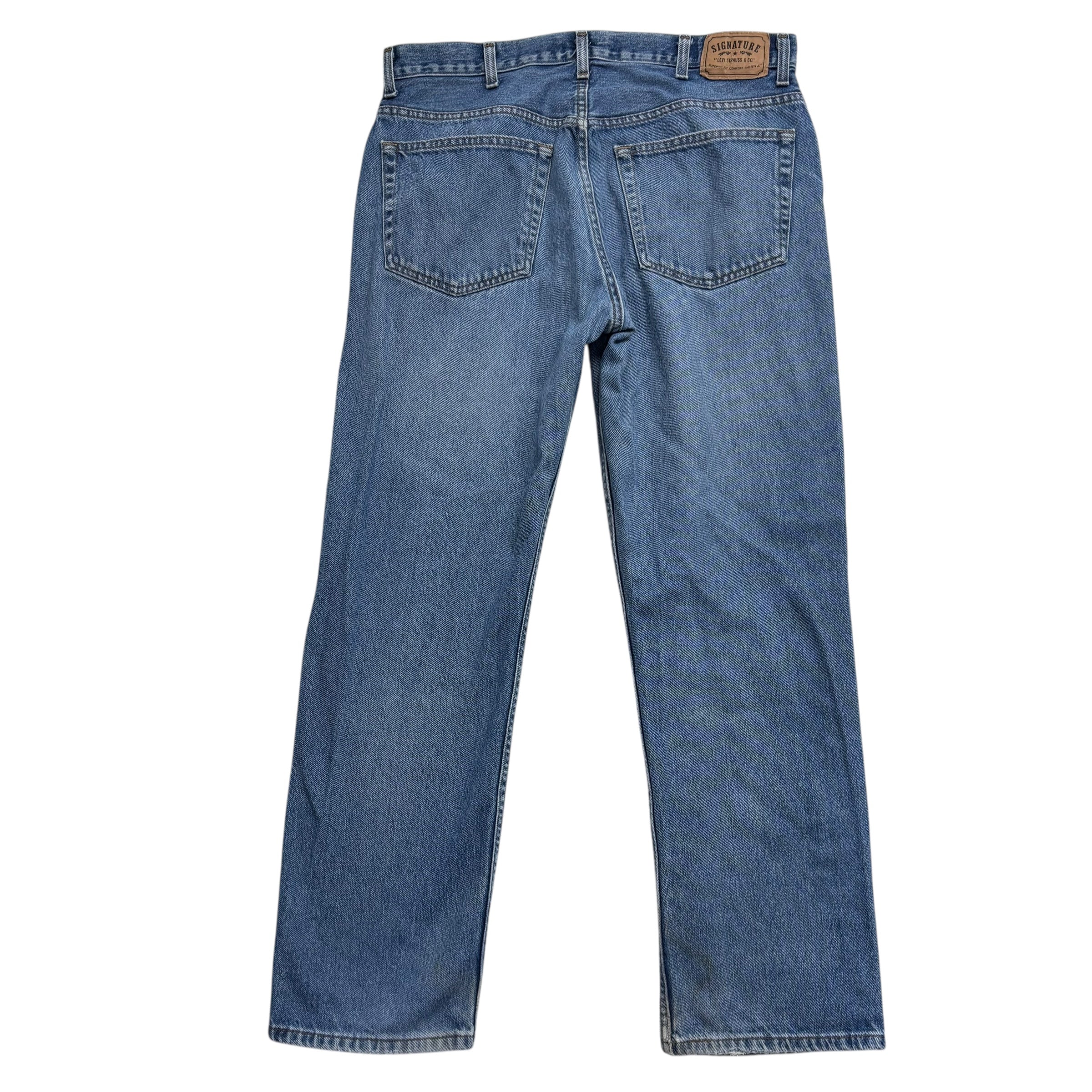 Levis Signature Jeans W36 L32 Mens Mid Blue Regular Straight Fit Denim