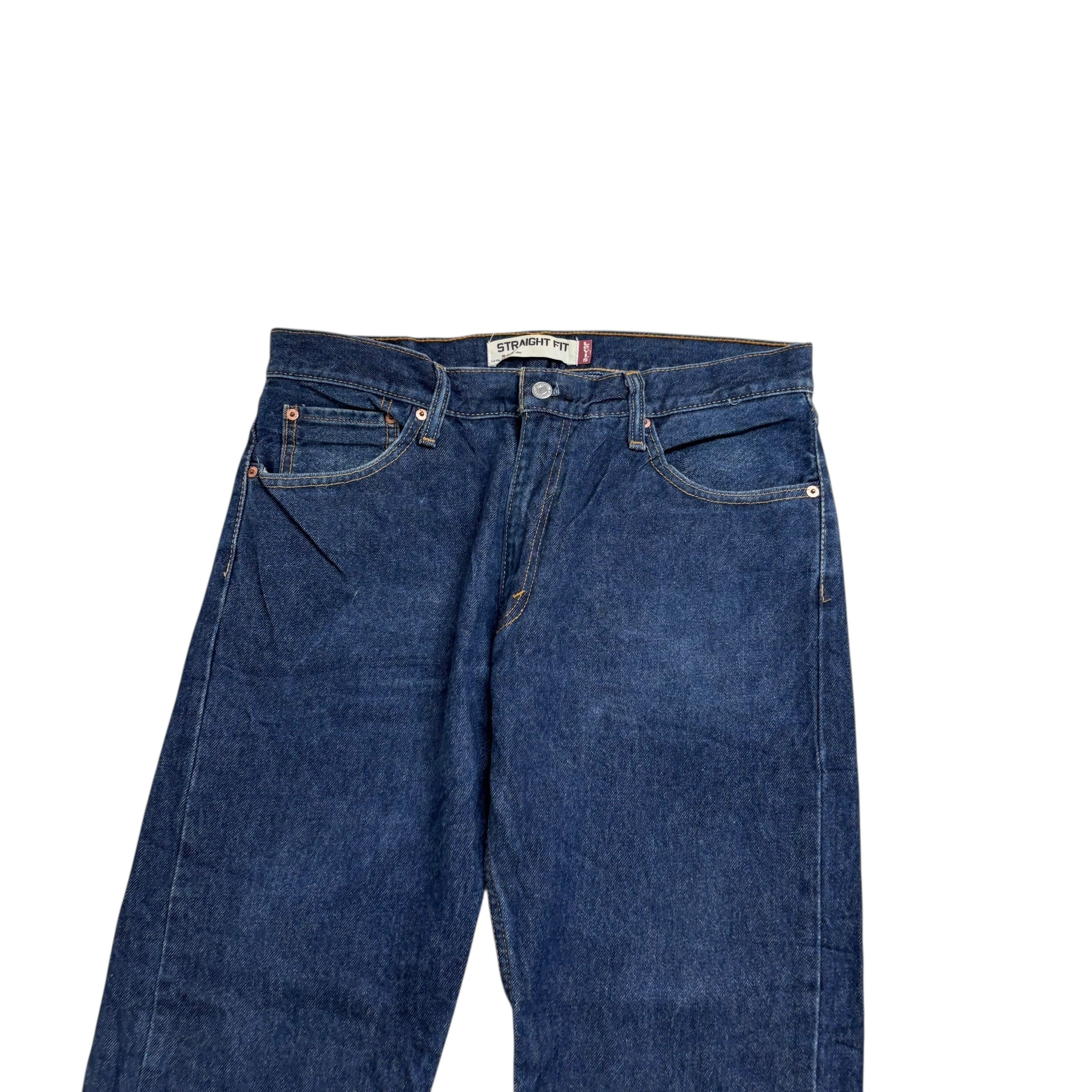 Levis 505 Jeans W34 L30 Mens Dark Blue Regular Straight Fit Vintage Denim (E)