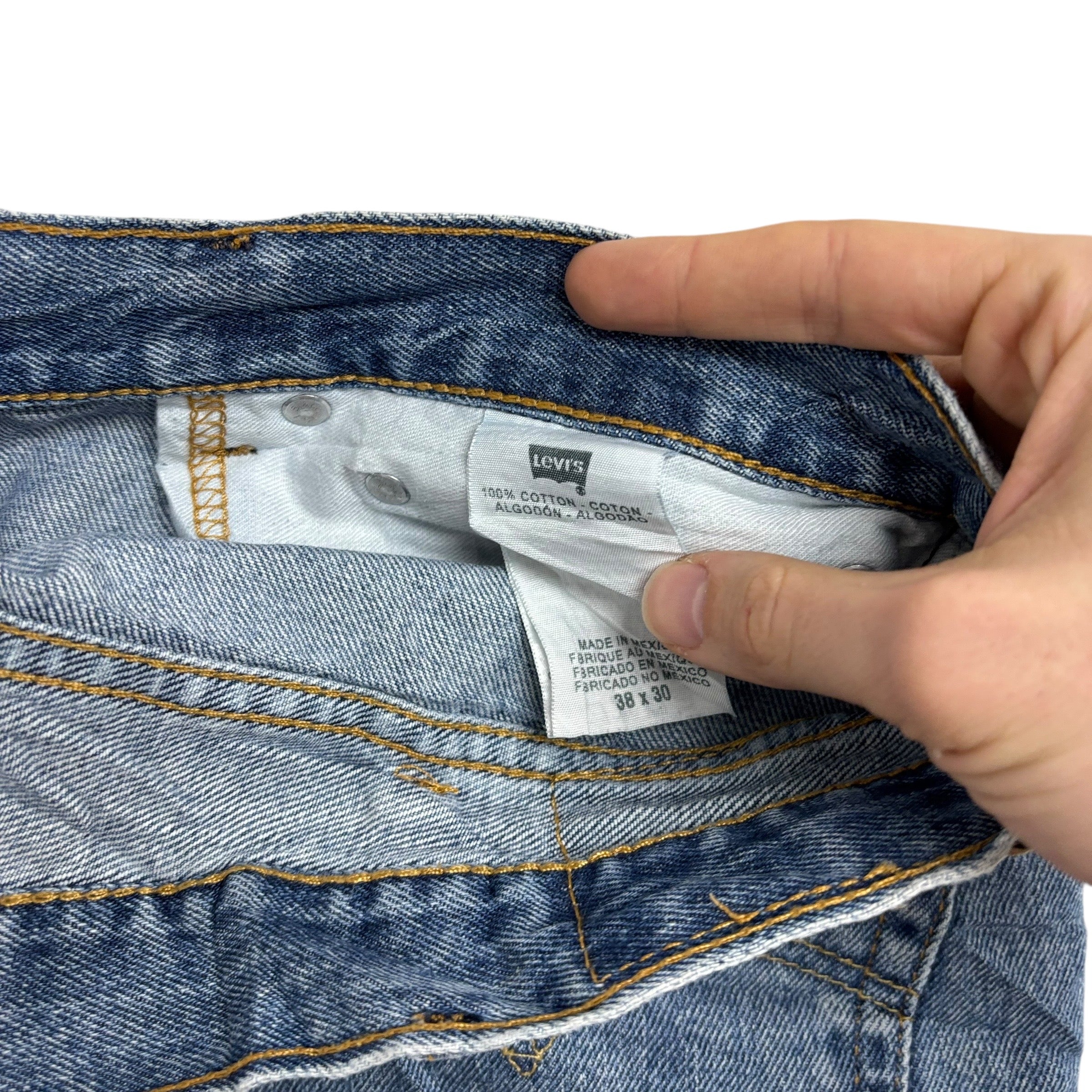 Levis 505 Jeans W38 L30 Mens Mid Blue Regular Straight Fit Vintage Denim (E)