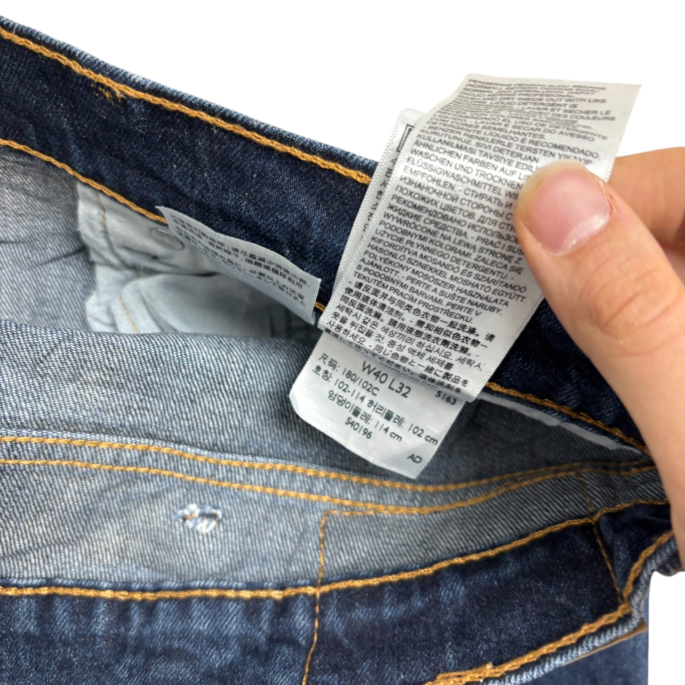 Levis 505 Jeans W40 L32 Mens Dark Blue Regular Straight Fit Stretch Denim (E)