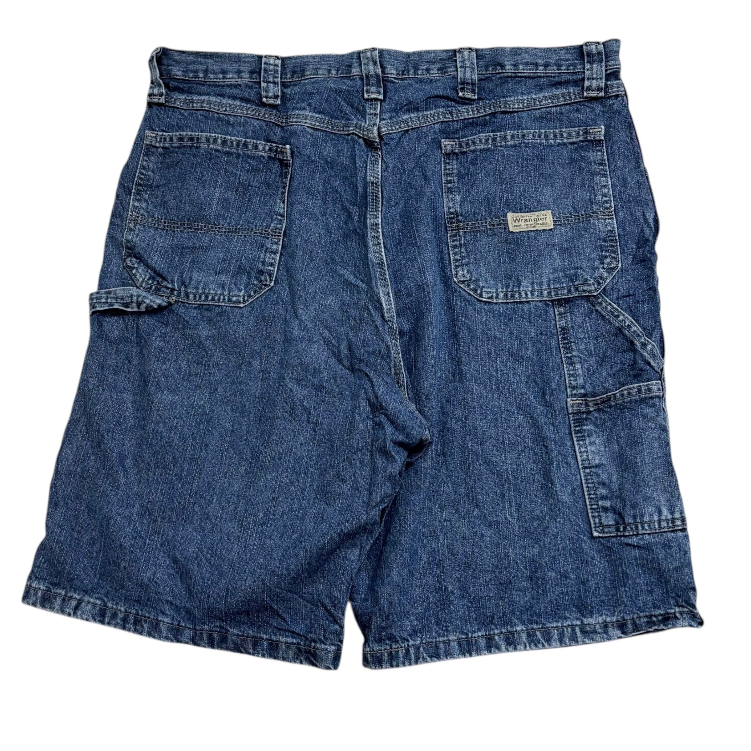 Wrangler Baggy Jorts W38 Mens Mid Blue Carpenter Denim Shorts Relaxed Fit (E)