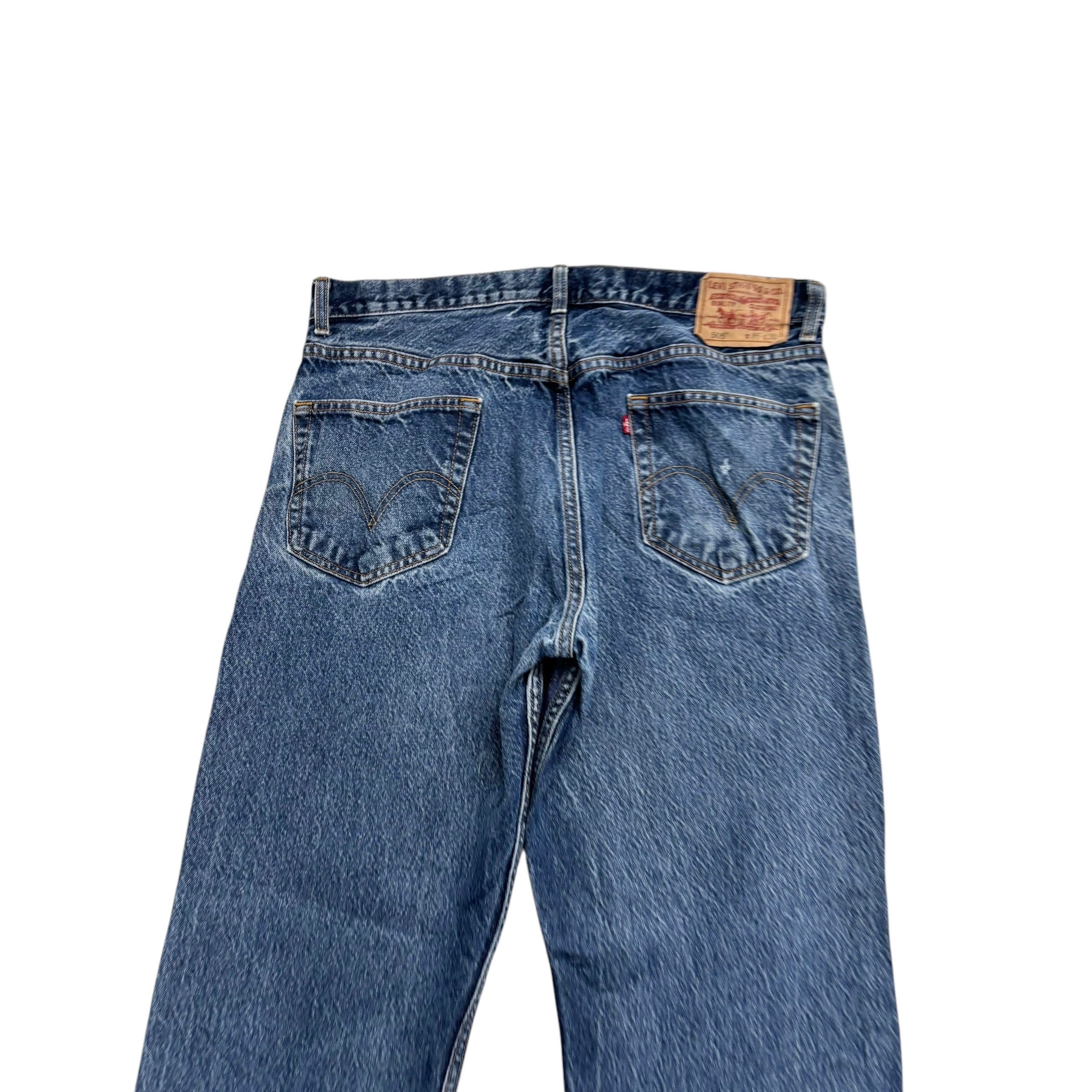Levis 505 Jeans W36 L30 Mens Mid Blue Regular Straight Fit Vintage Denim