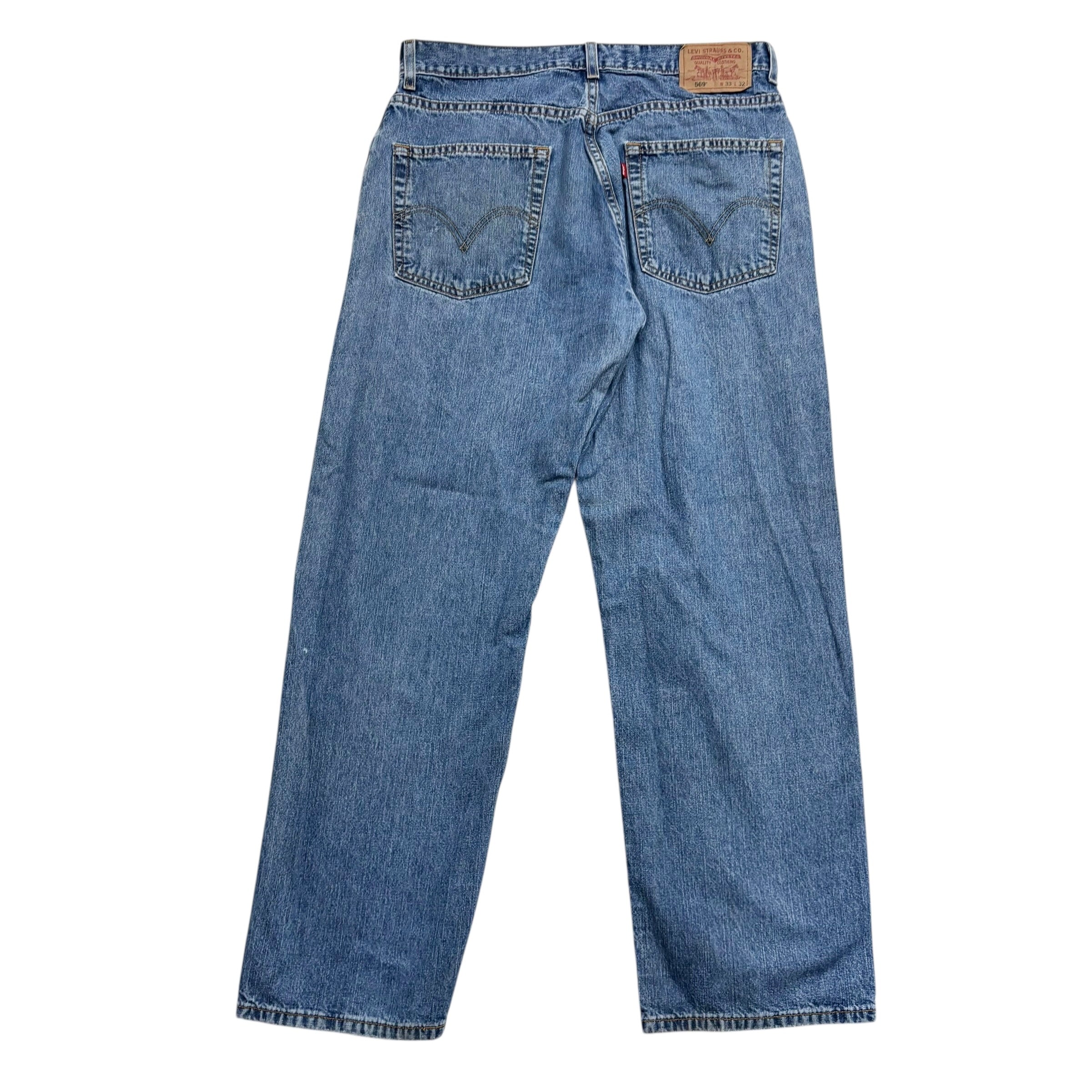 Levis 569 Jeans W33 L31 Mens Mid Blue Baggy Relaxed Straight Fit Vintage