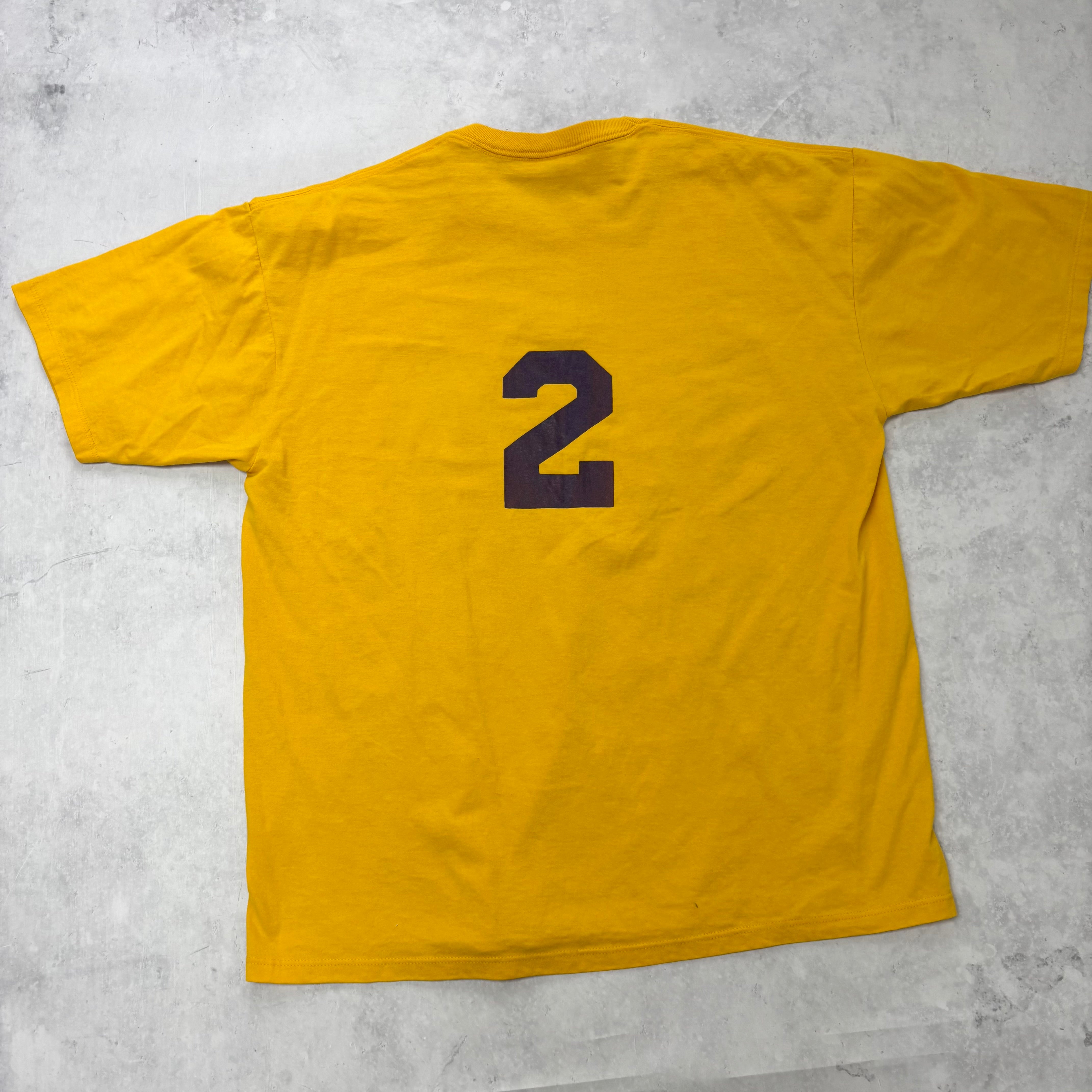 Vintage T Shirt Mens XL Yellow Graphic Print 90s College Sports (E)