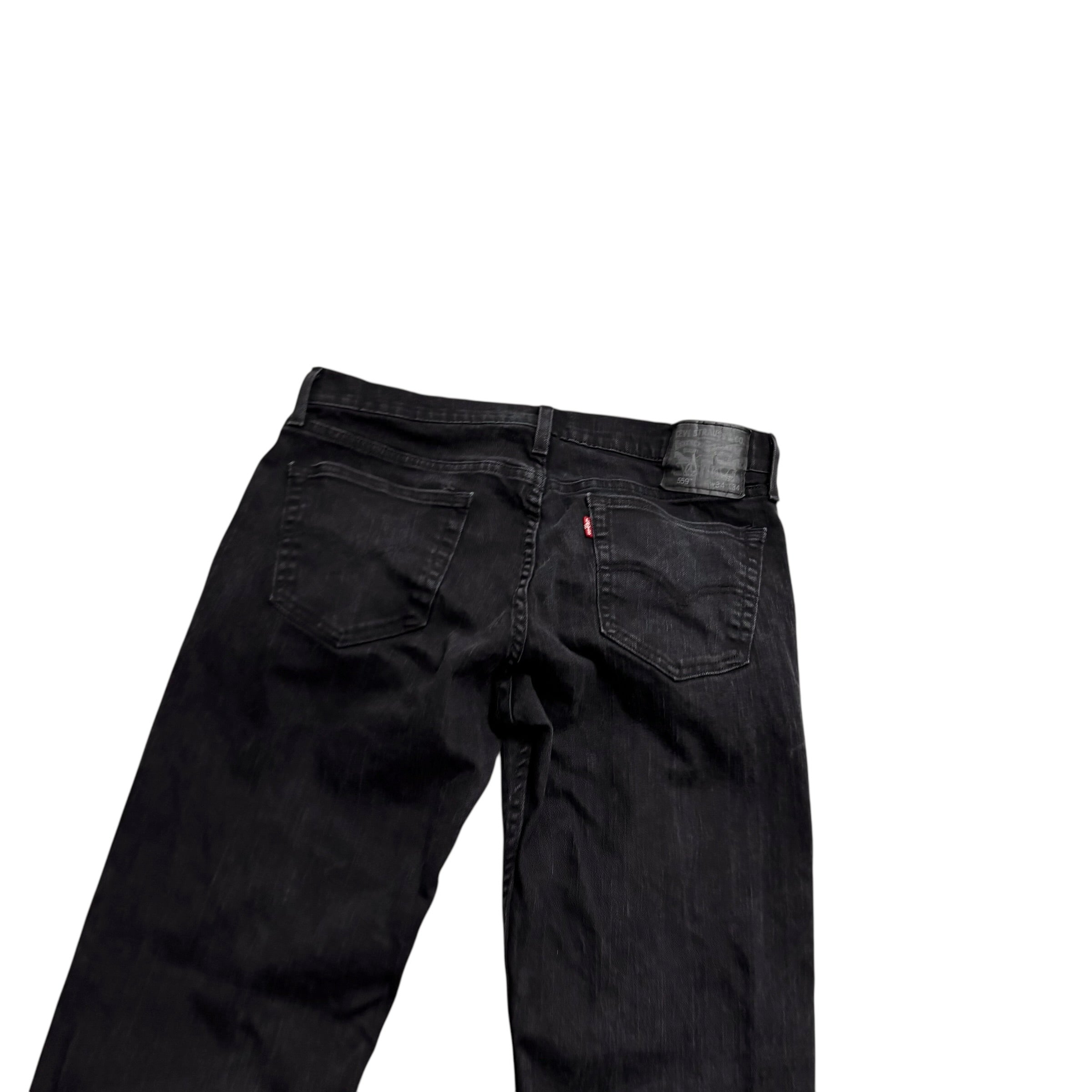Levis 559 Jeans W34 L33 Mens Black Regular Straight Fit Stretch Denim (E)