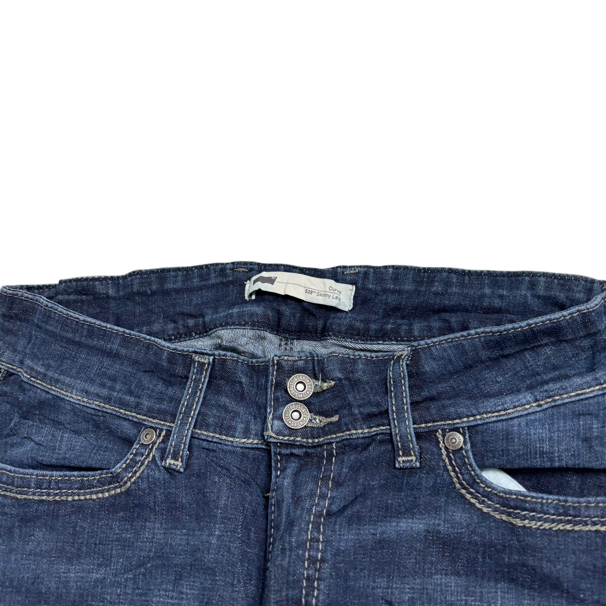 Levis 529 Jeans W31 L32 Womens Curvy Skinny Fit Dark Blue Stretch Denim (E)