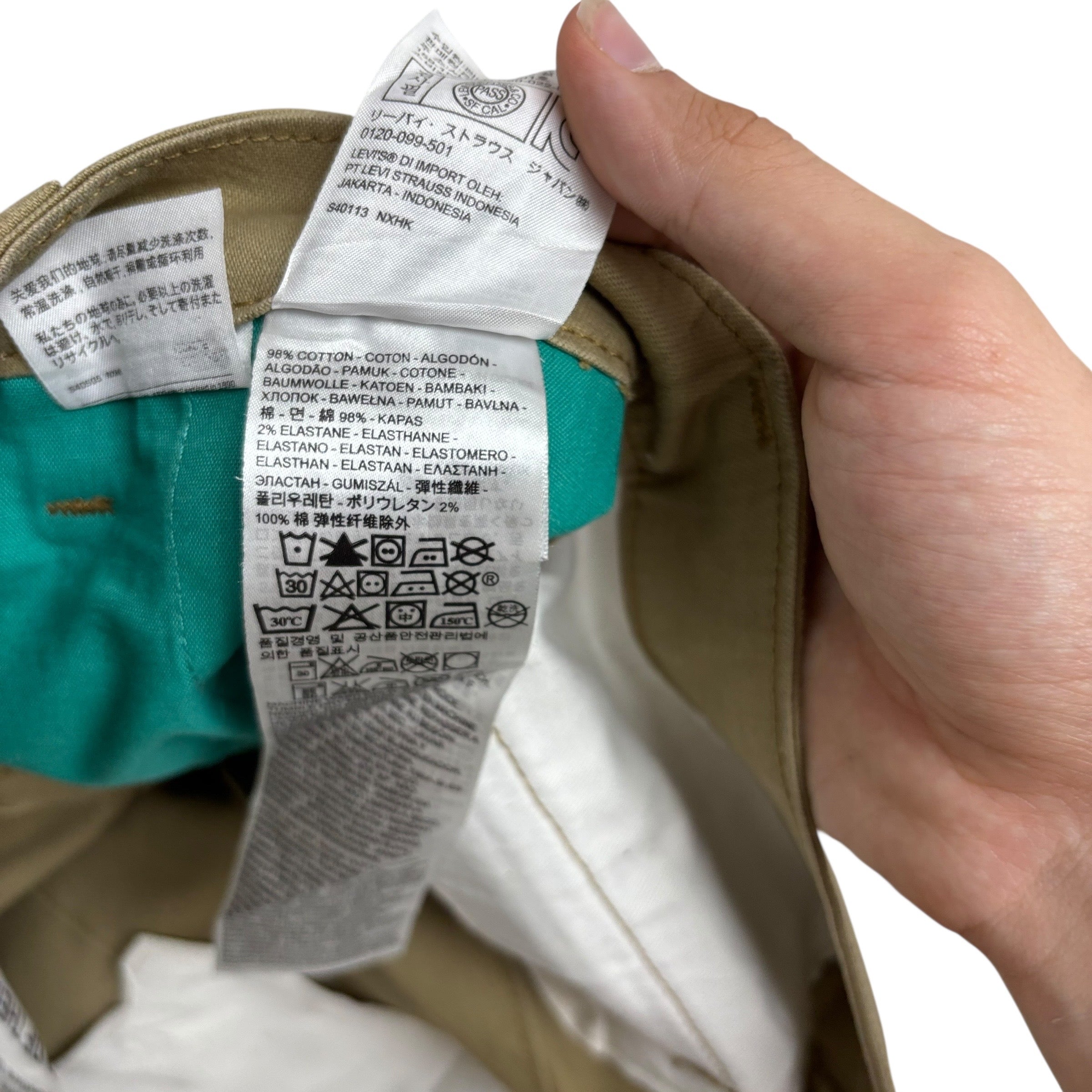 Levis Commuter Chino Trousers W32 L32 Mens Beige Regular Tapered Fit Stretch (E)