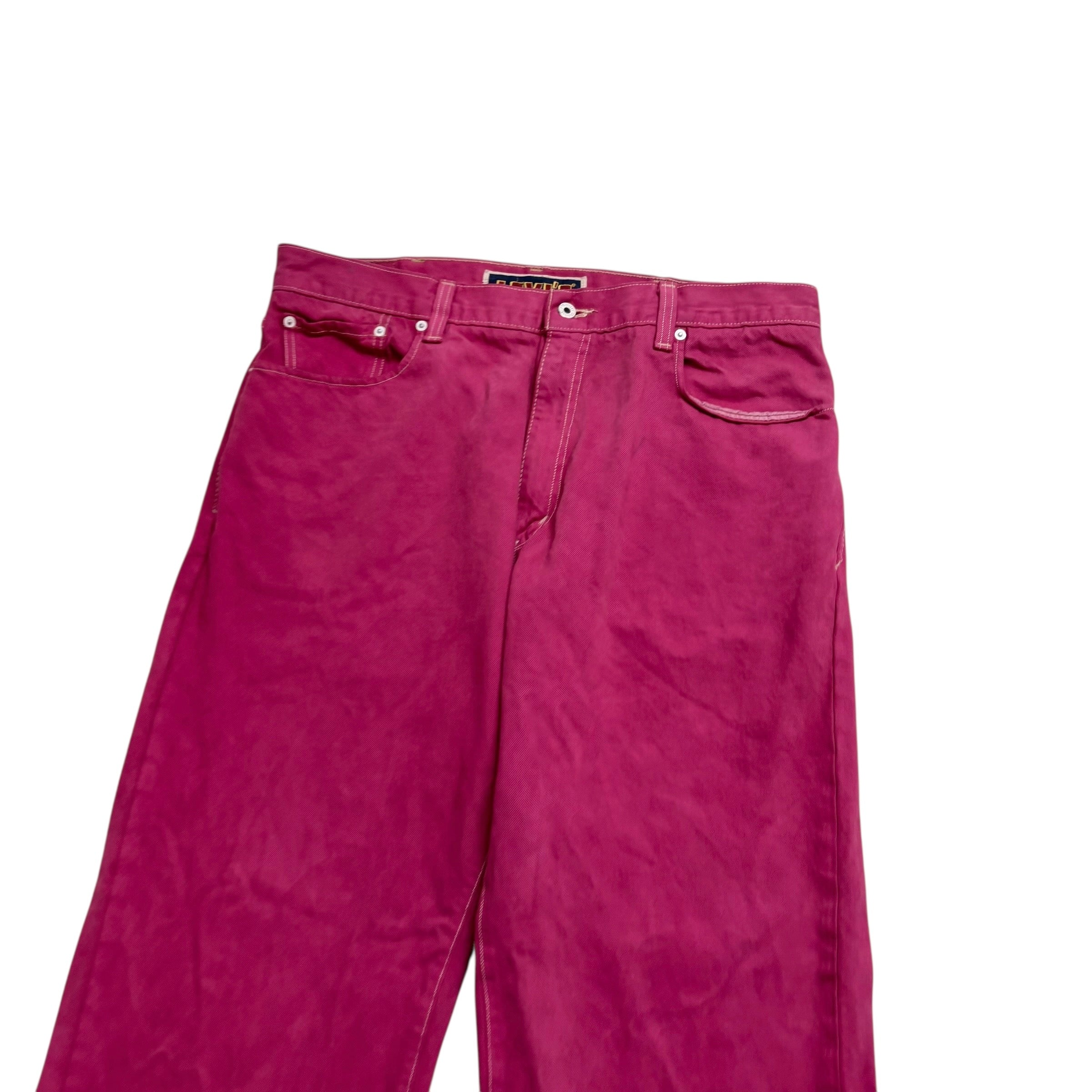 Levis 569 Jeans W38 L32 Mens Pink Baggy Relaxed Straight Fit Vintage Denim (F)