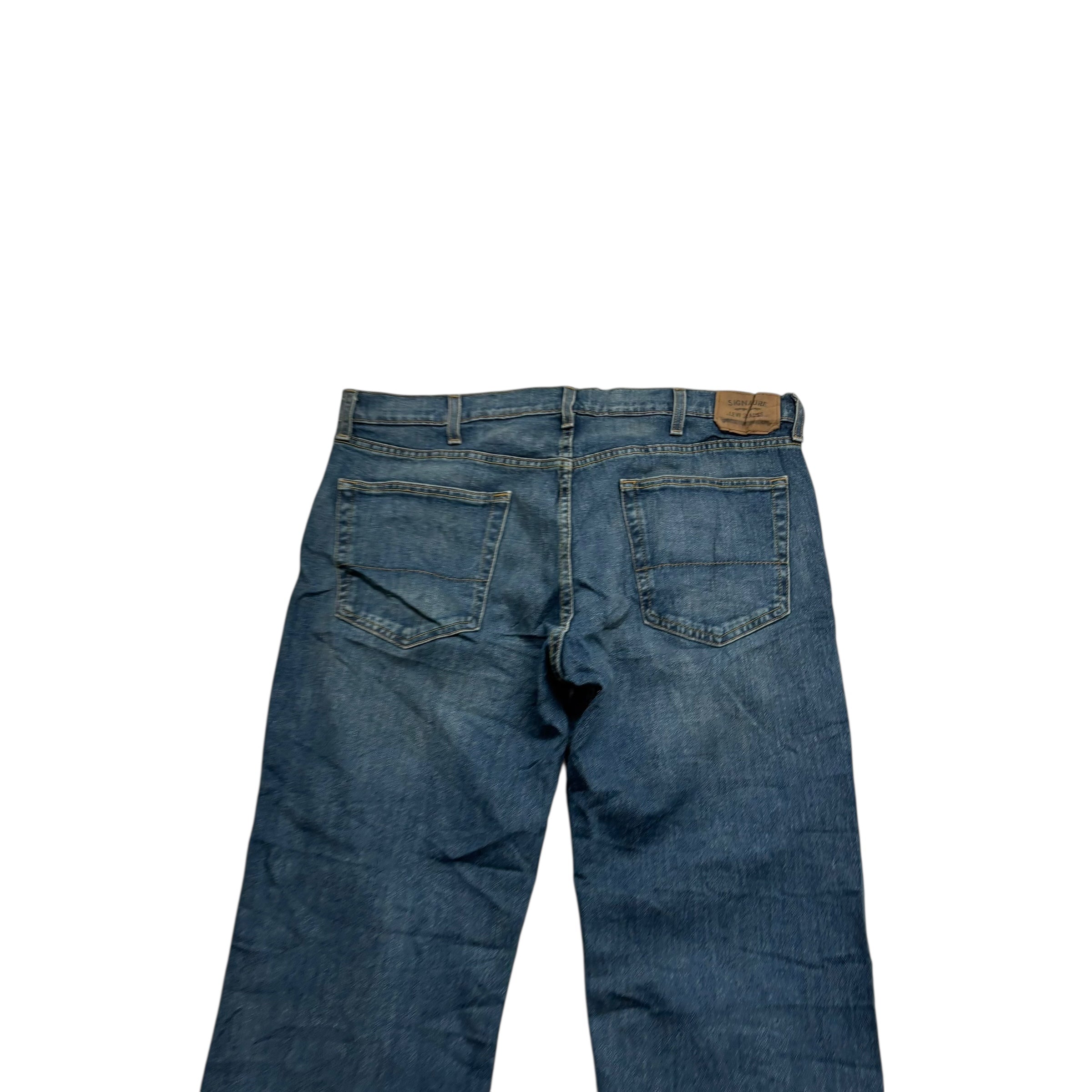 Levis Signature Jeans W38 L30 Mens Dark Blue Relaxed Straight Stretch Denim (E)