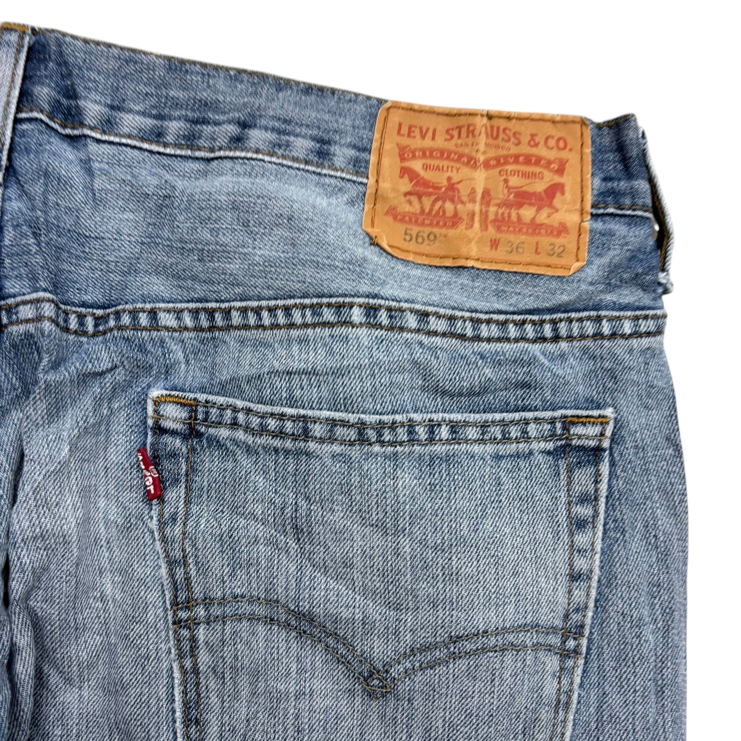 Levis 569 Jeans W36 L32 Mens Light Blue Baggy Relaxed Straight Fit Denim (F)