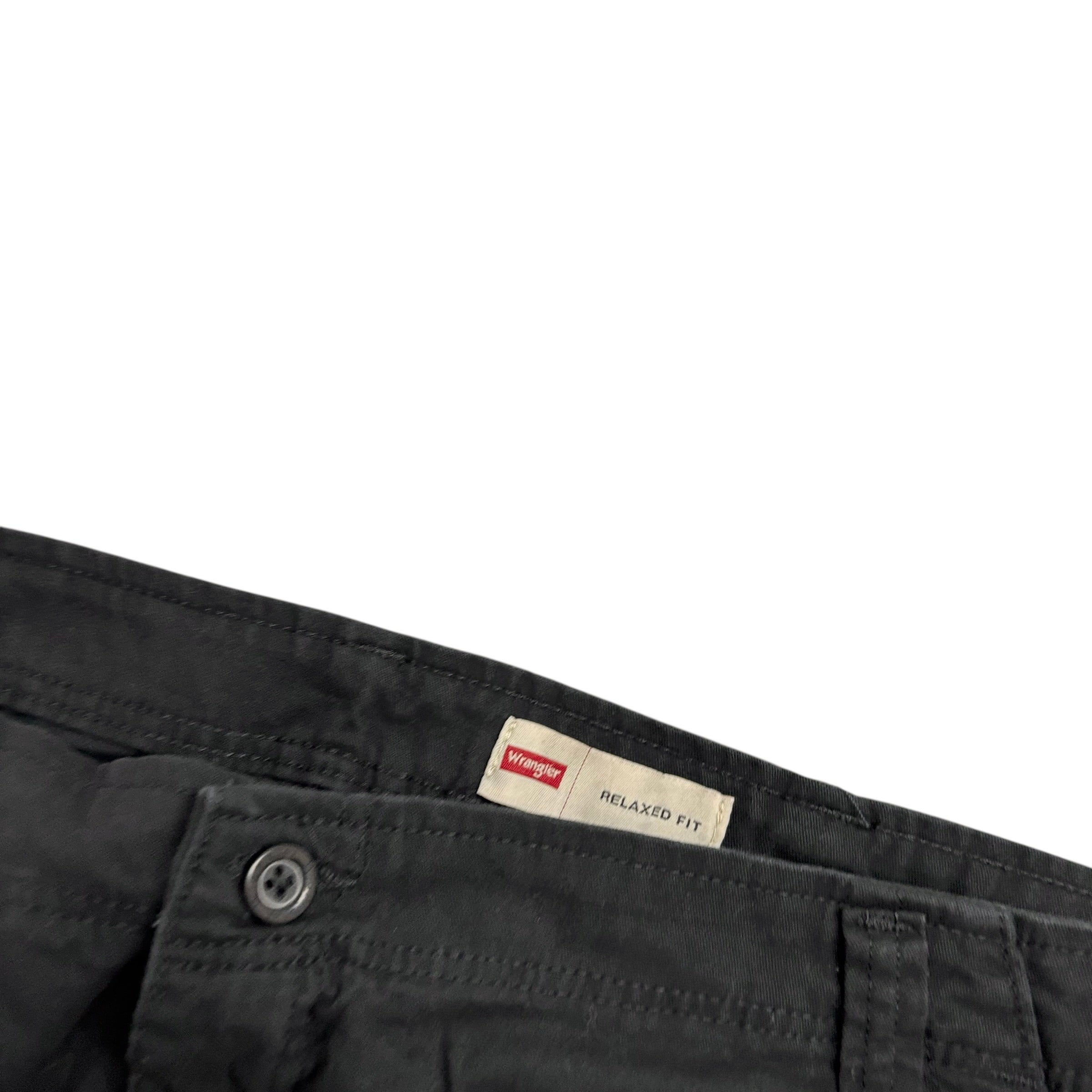 Wrangler Cargo Trousers W42 L32 Mens Black Relaxed Straight Fit Stretch Pant (E)