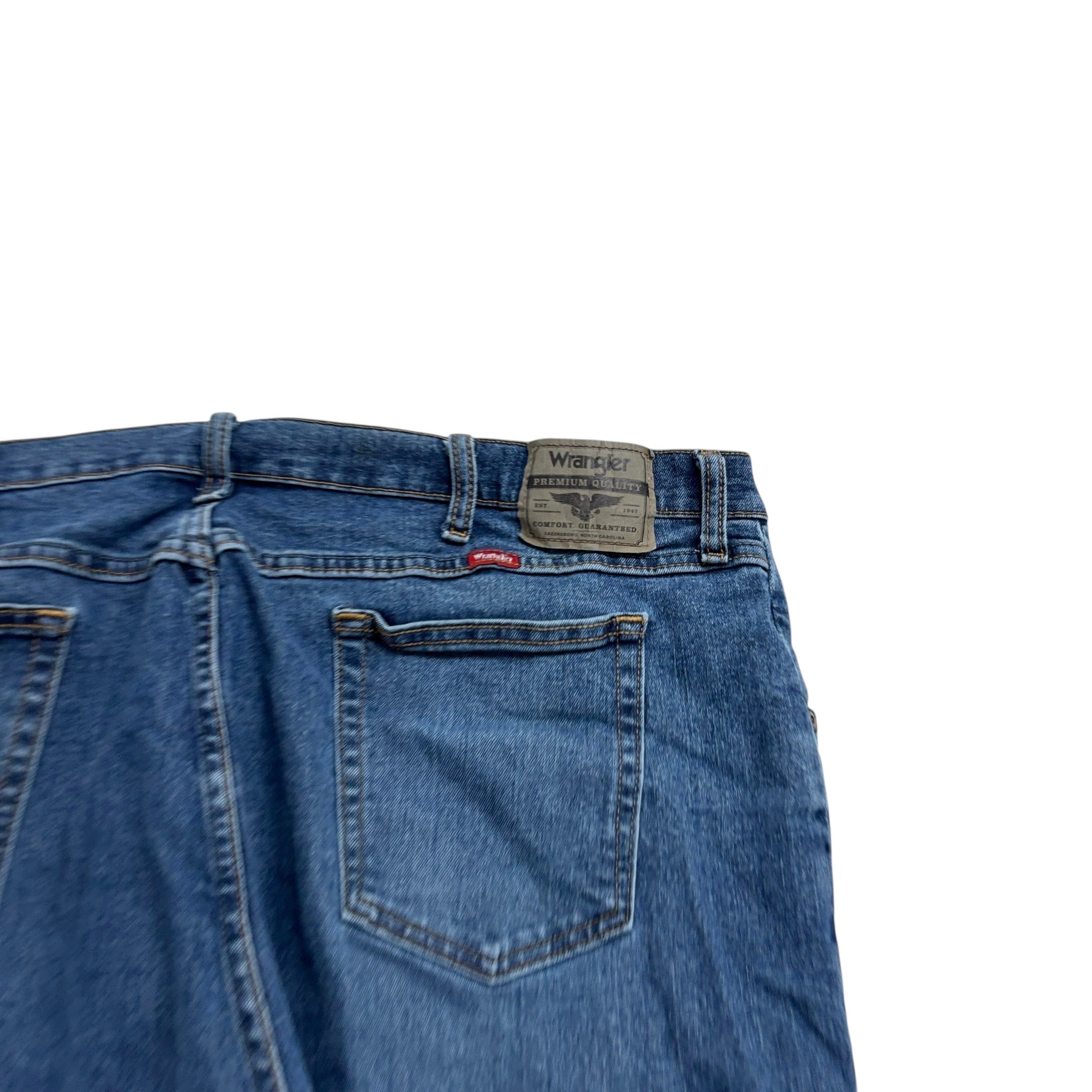 Wrangler Jeans W44 L30 Mens Mid Blue Relaxed Straight Fit Stretch Denim (E)