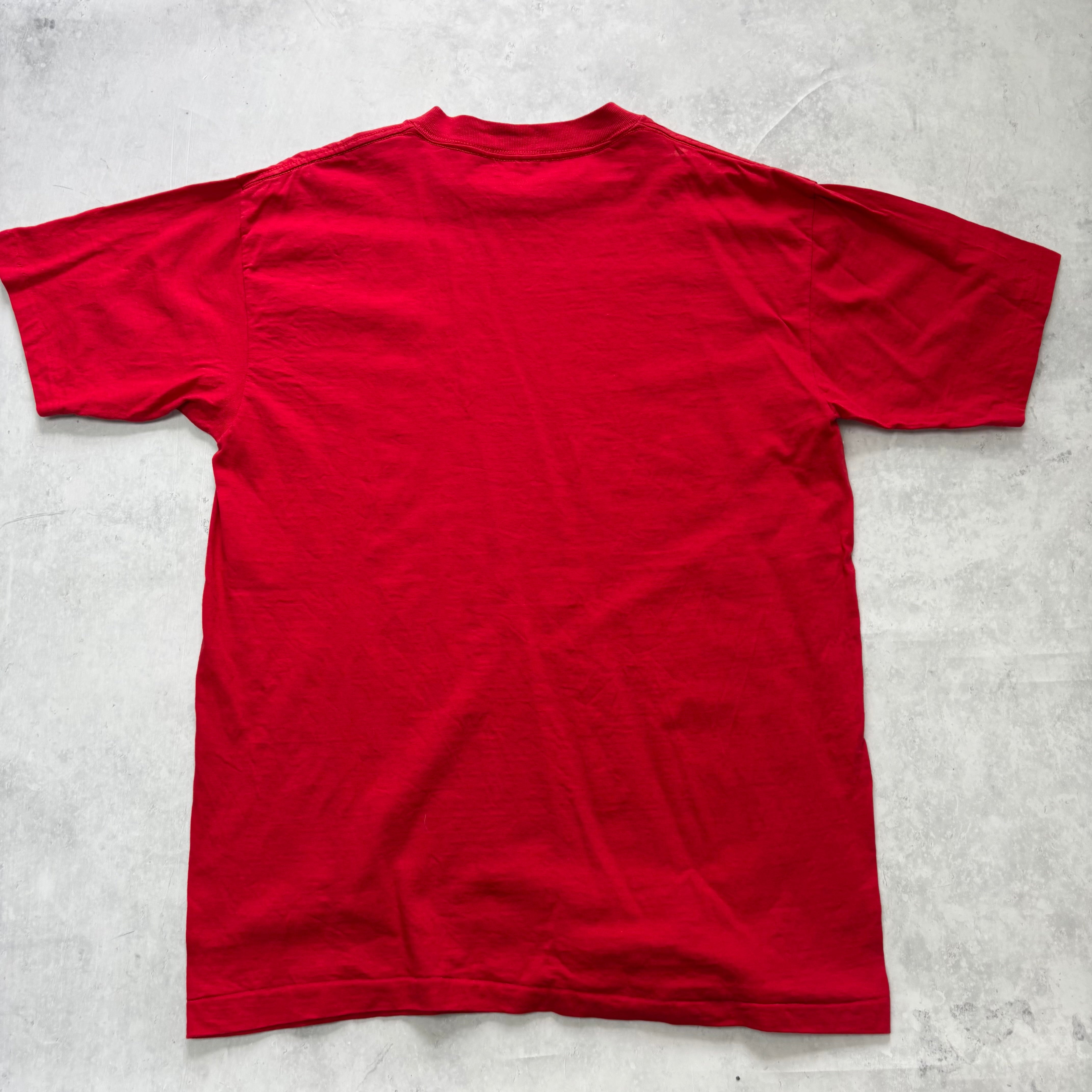Vintage T Shirt Mens Large Red Single Stitch Graphic Print 90s USA (E)