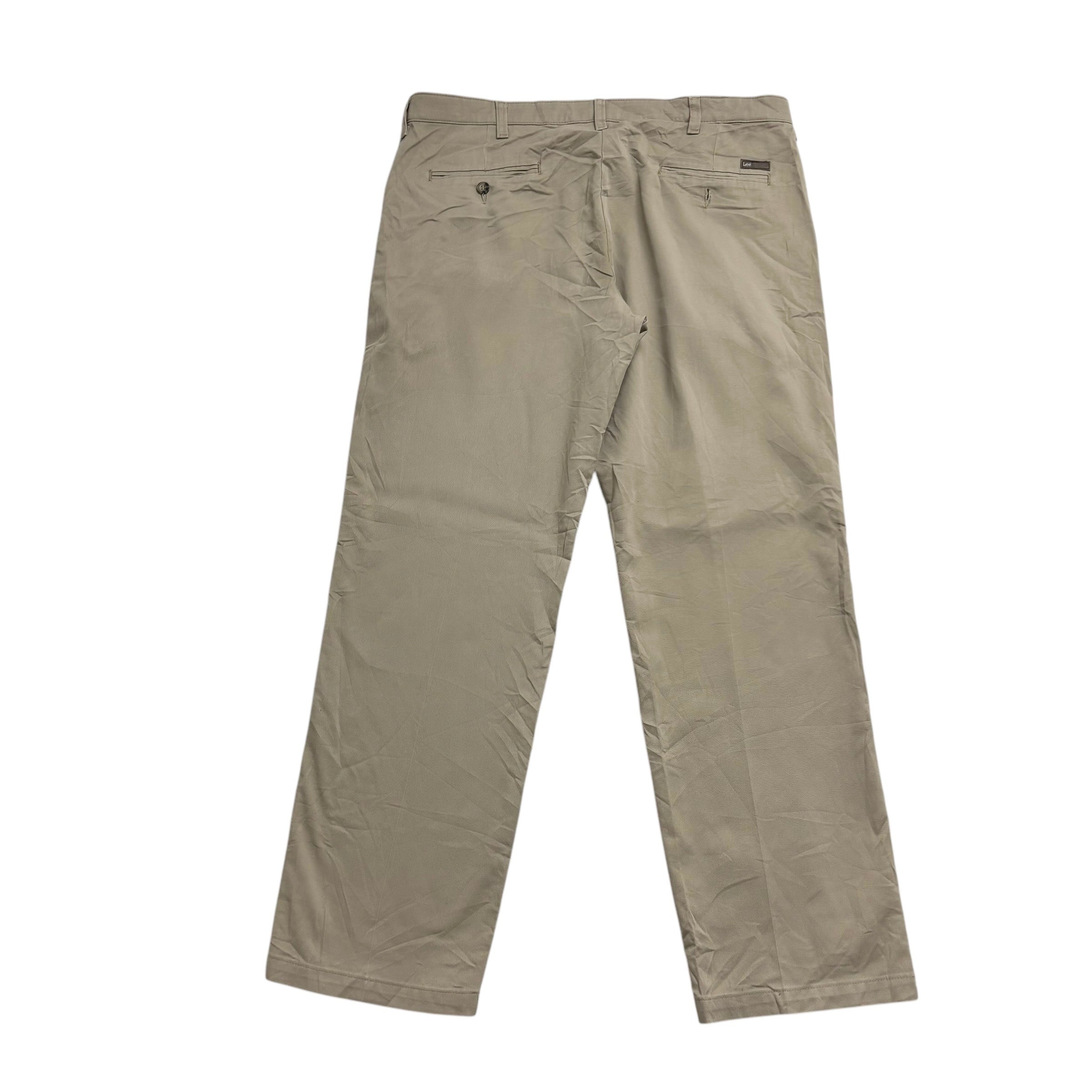 Lee Trousers W36 L32 Mens Beige Tan Relaxed Straight Fit Stretch Pants