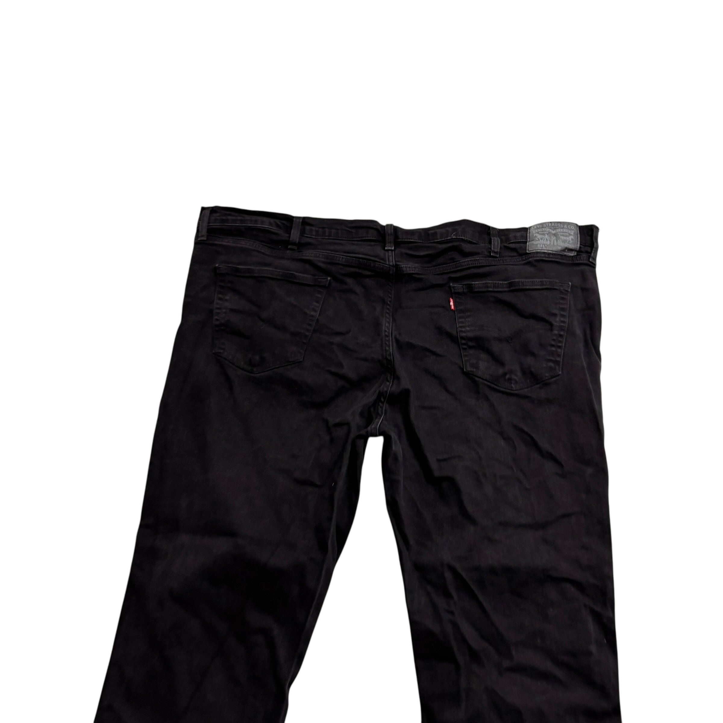 Levis 541 Jeans W52 L28 Mens Black Athletic Tapered Fit Stretch Denim (E)