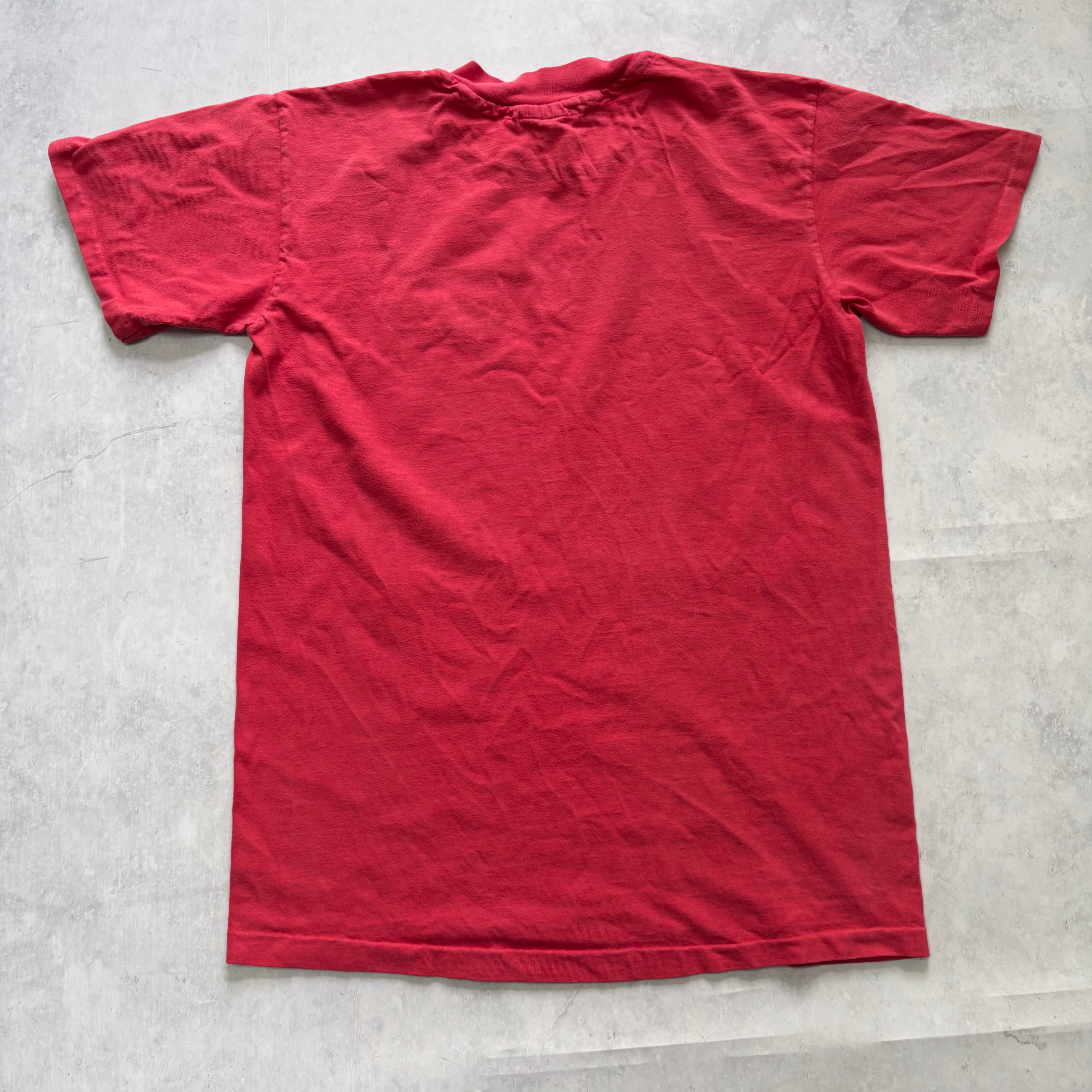 Vintage T Shirt Mens Small Pink Single Stitch Graphic Print 90s College (E)