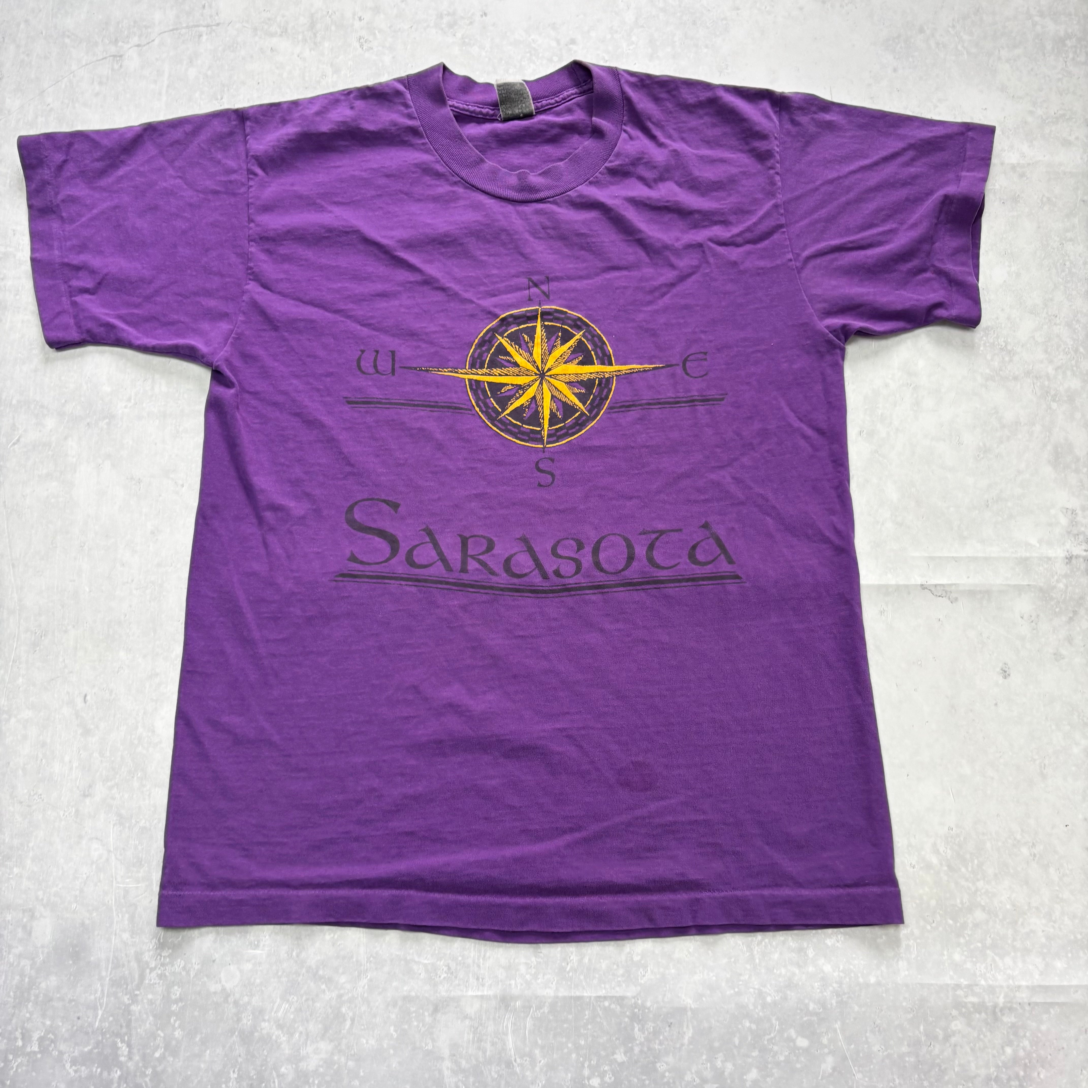 Vintage T Shirt Mens Medium Purple Single Stitch Graphic Print 90s Wine