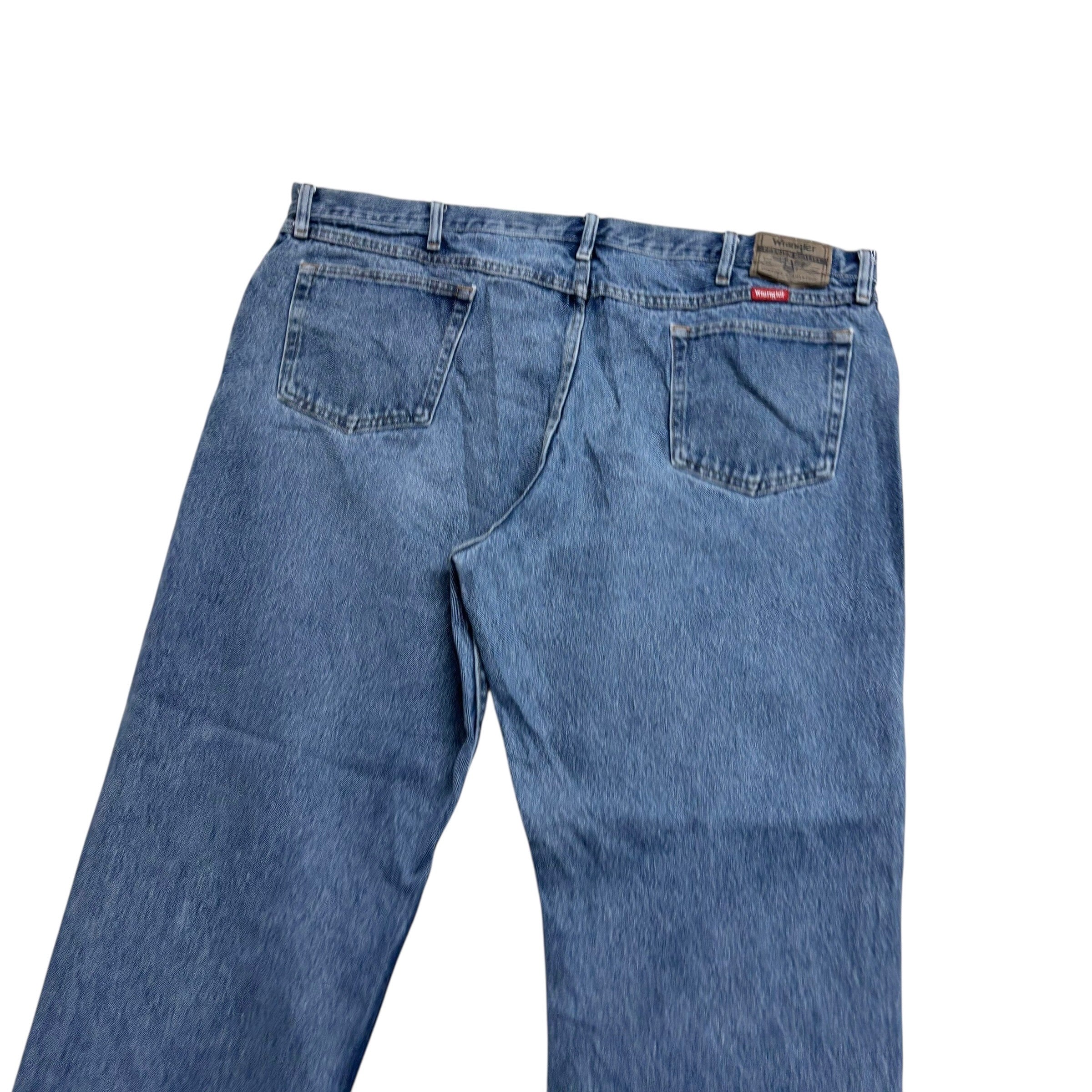 Wrangler Jeans W44 L30 Mens Mid Blue Relaxed Straight Fit Baggy Denim (E)