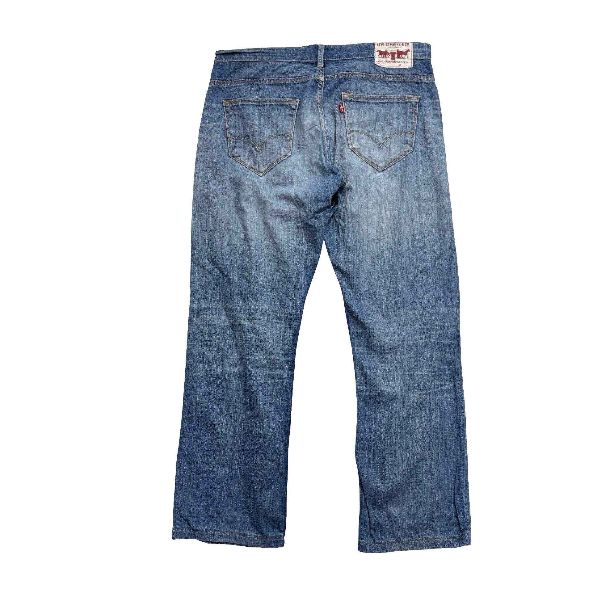 Levis 506 Jeans W34 L30 Mens Mid Blue Relaxed Straight Fit Stretch Denim (E)