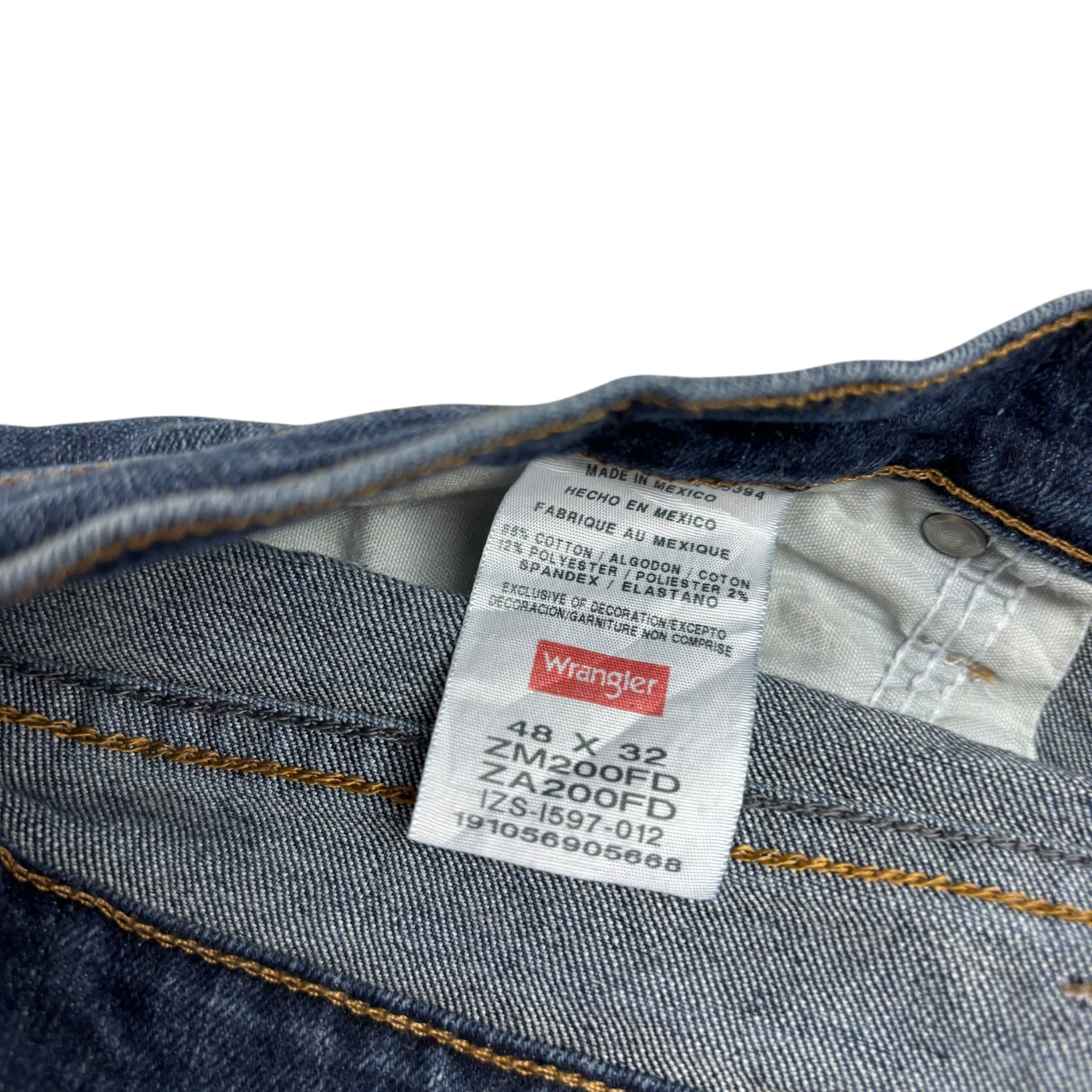 Wrangler Jeans W48 L32 Mens Dark Blue Relaxed Straight Fit Stretch Denim (E)