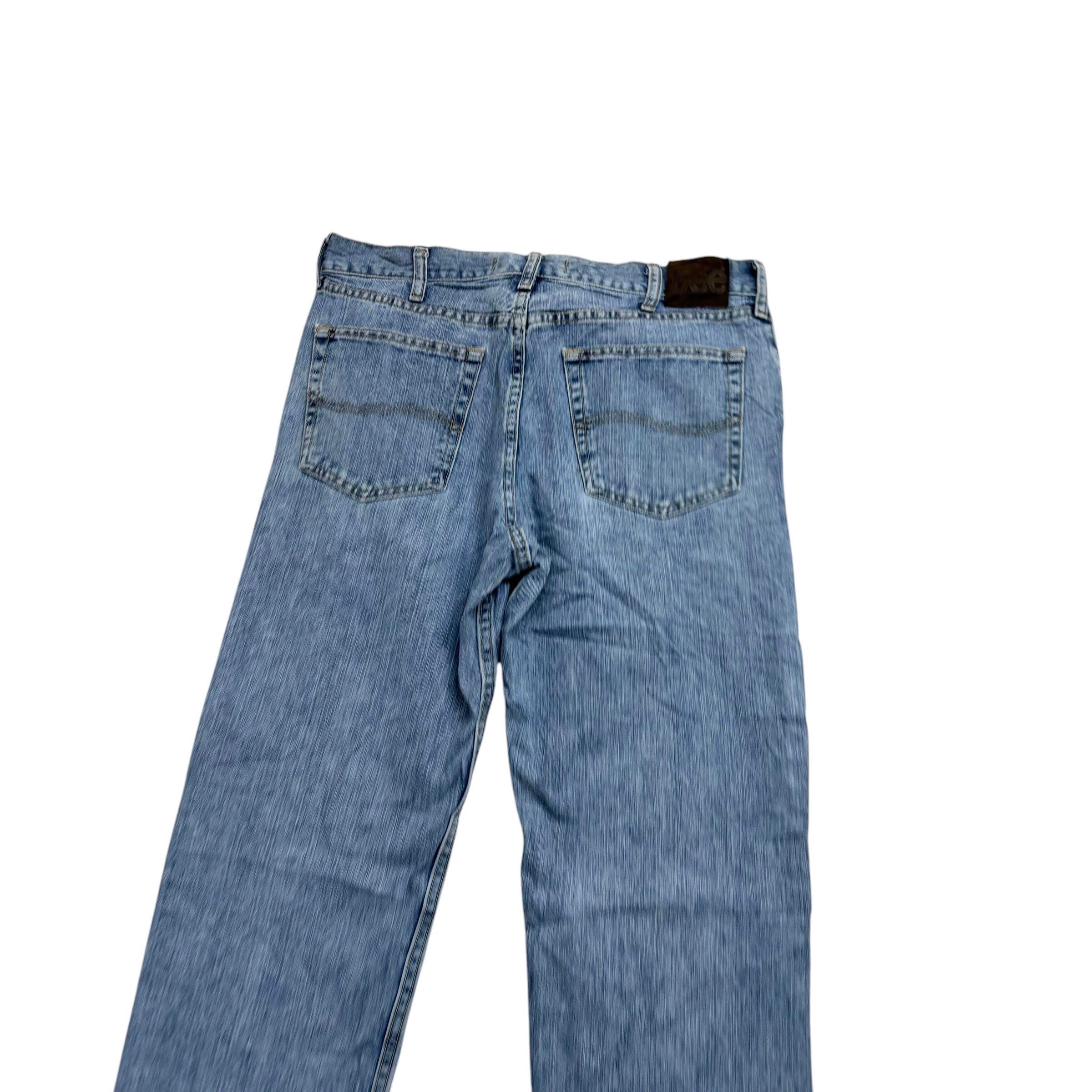 Lee Jeans W34 L34 Mens Light Blue Regular Straight Fit Vintage Denim (E)