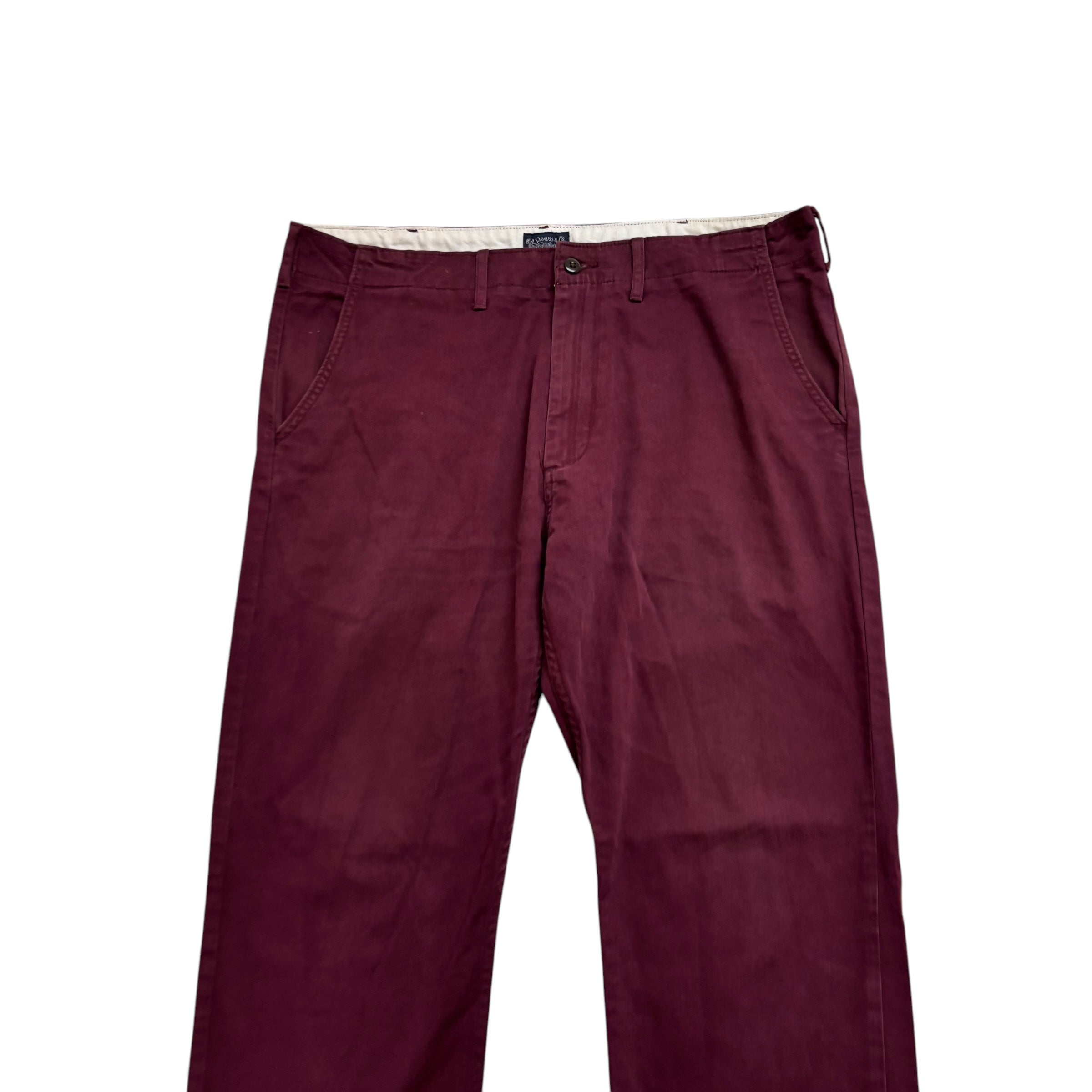 Levis Trousers W36 L30 Mens Burgundy Regular Taper Fit Stretch Cotton Pants (E)