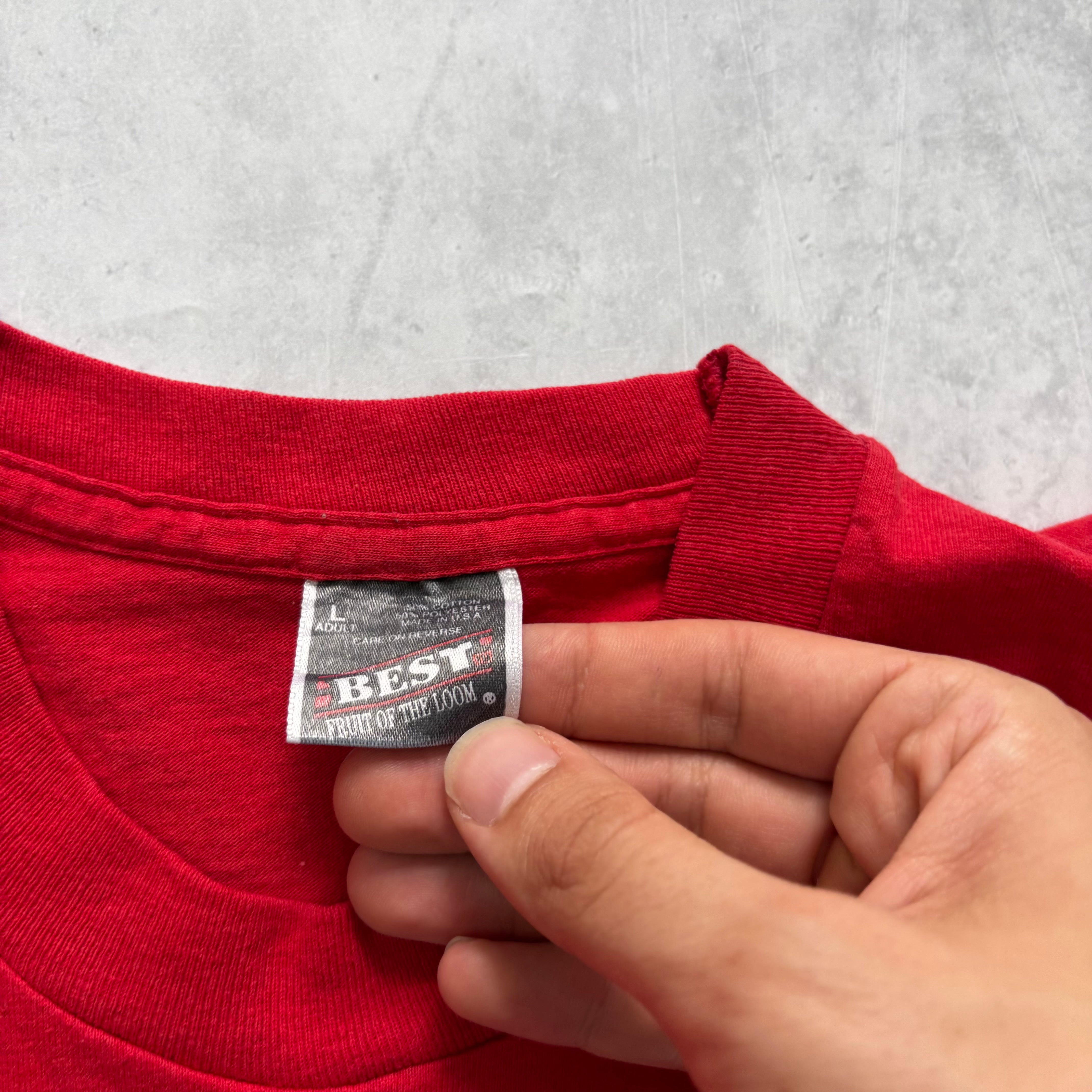 Vintage T Shirt Mens Medium Red Single Stitch Graphic Print 90s USA (E)