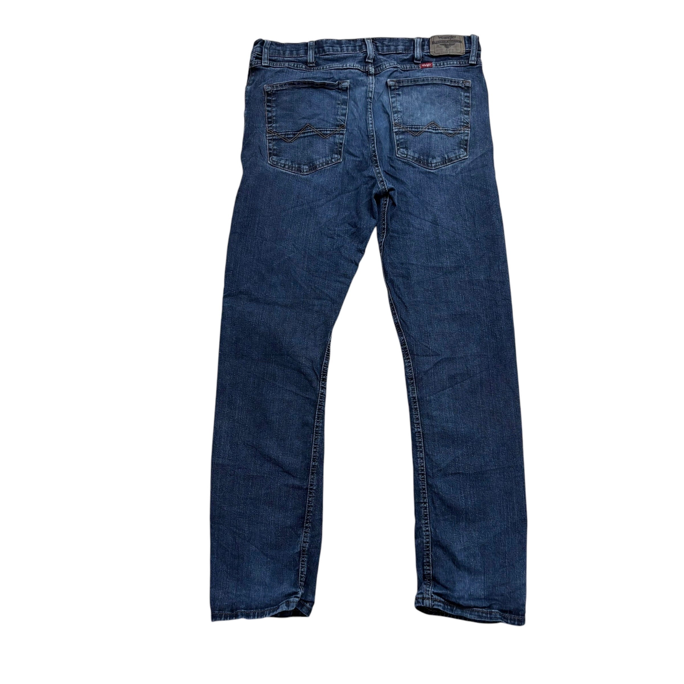 Wrangler Jeans W36 L32 Mens Mid Blue Slim Straight Fit Stretch Denim