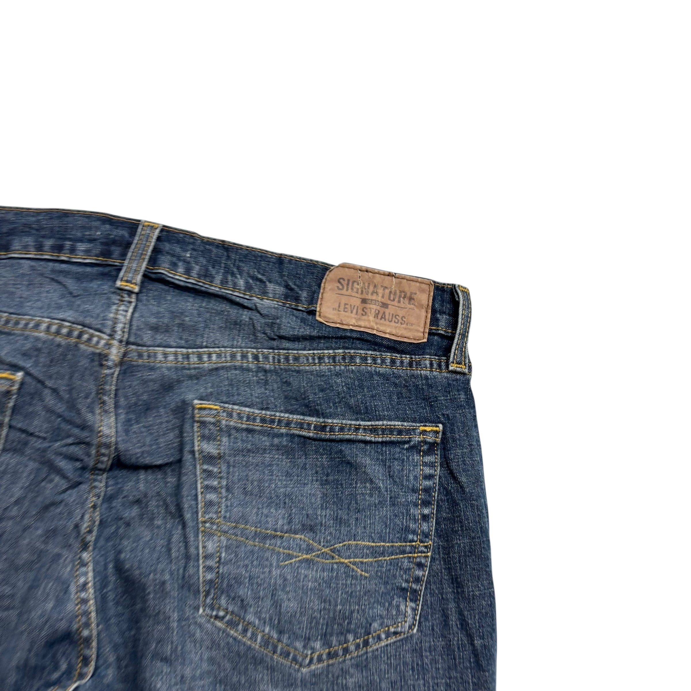 Levis Signature Jeans W34 L32 Mens Dark Blue Relaxed Baggy Stretch Denim (E)