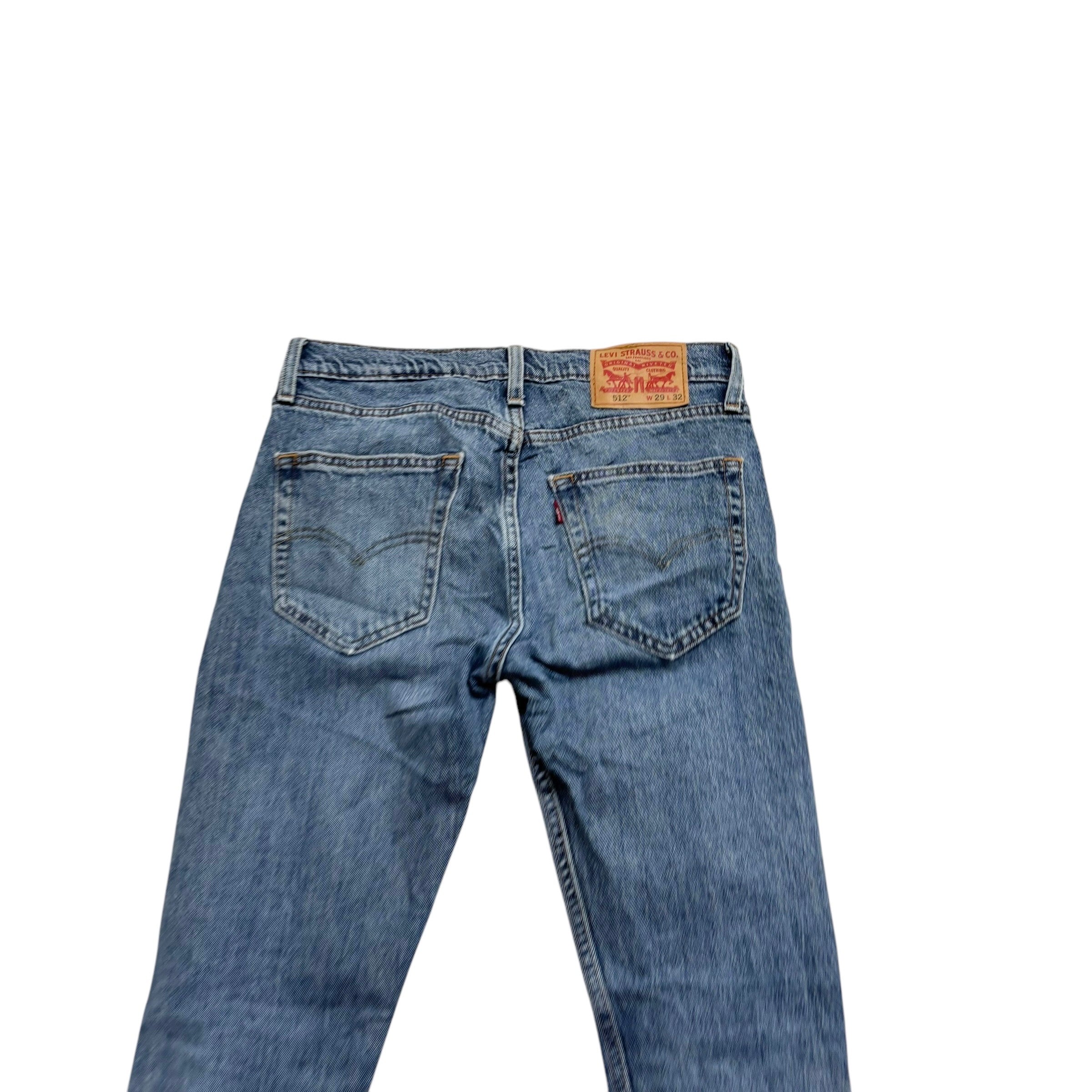 Levis 512 Jeans W29 L32 Mens Mid Blue Slim Taper Fit Distressed Stretch