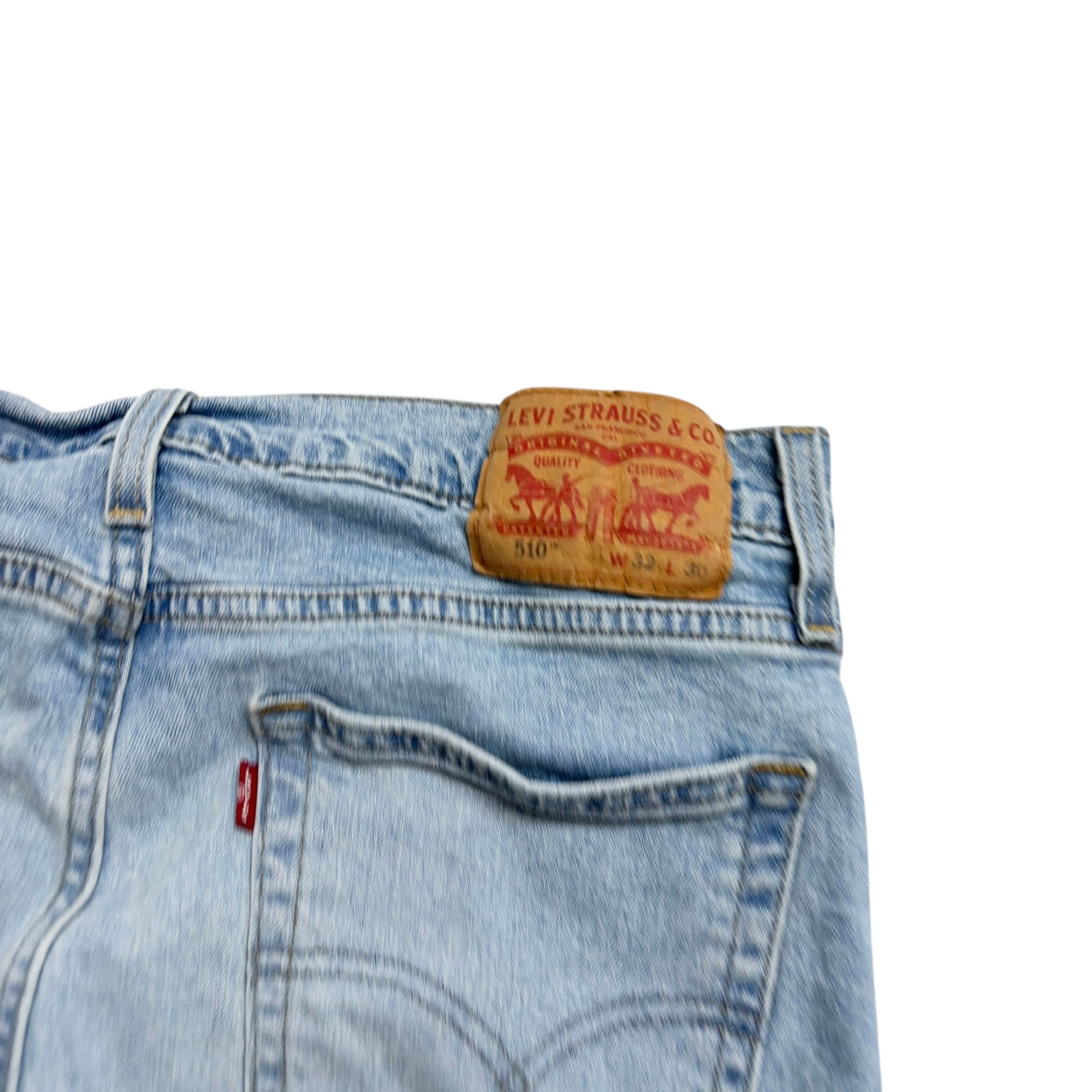 Levis 510 Jeans W32 L30 Mens Light Blue Skinny Fit Stretch Denim (E)