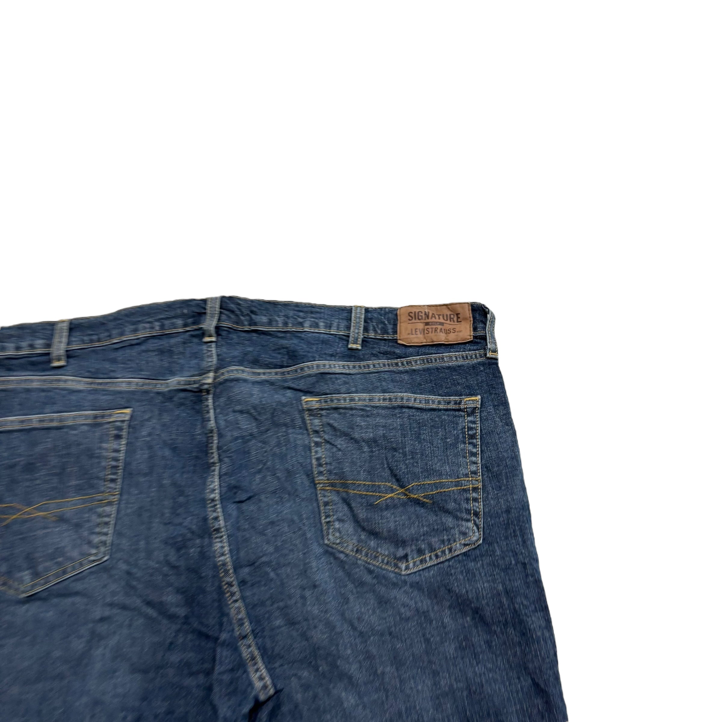 Levis Signature Jeans W44 L30 Mens Dark Blue Relaxed Straight Stretch Denim (E)