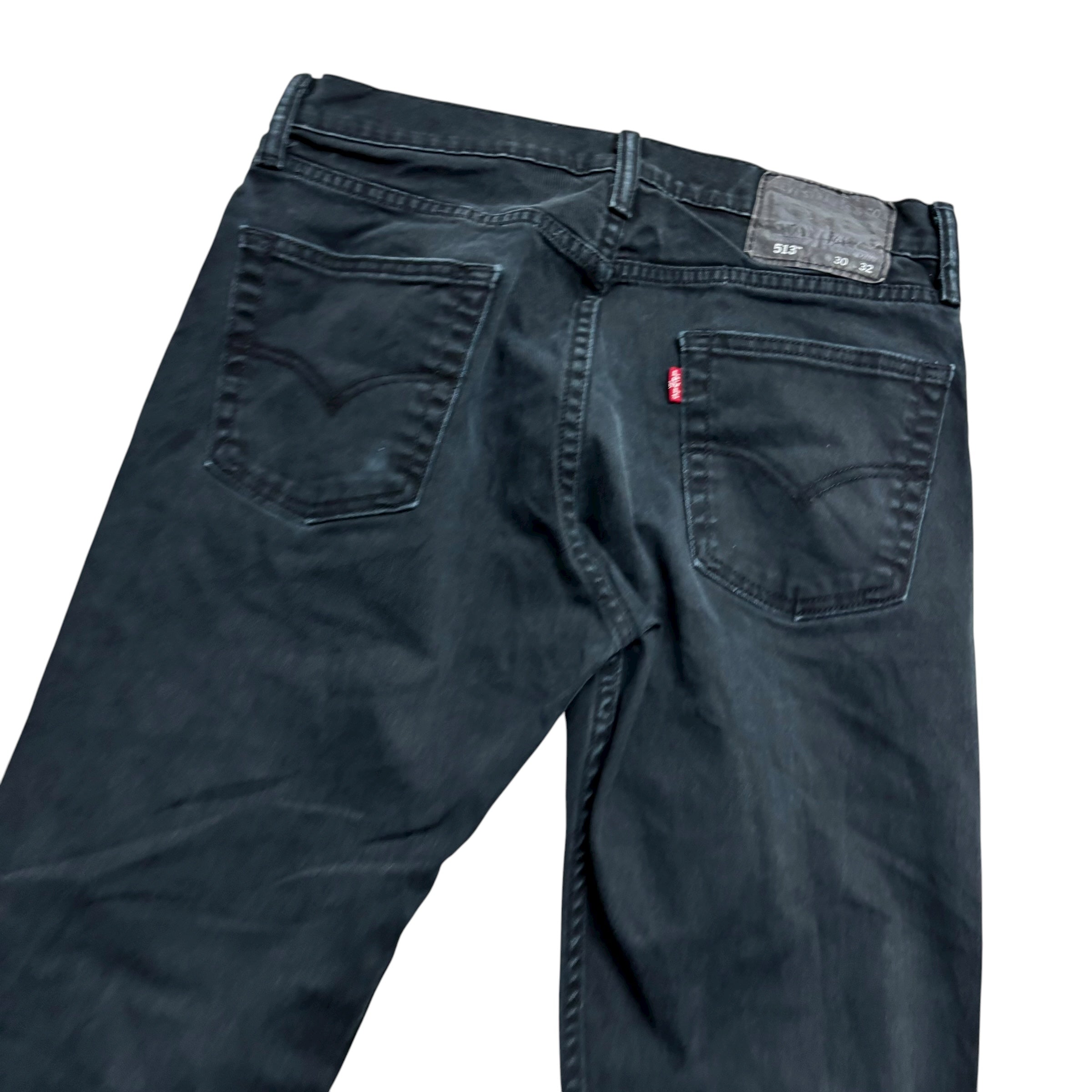 Levis 513 Jeans W30 L32 Mens Black Slim Straight Fit Stretch Denim (F)