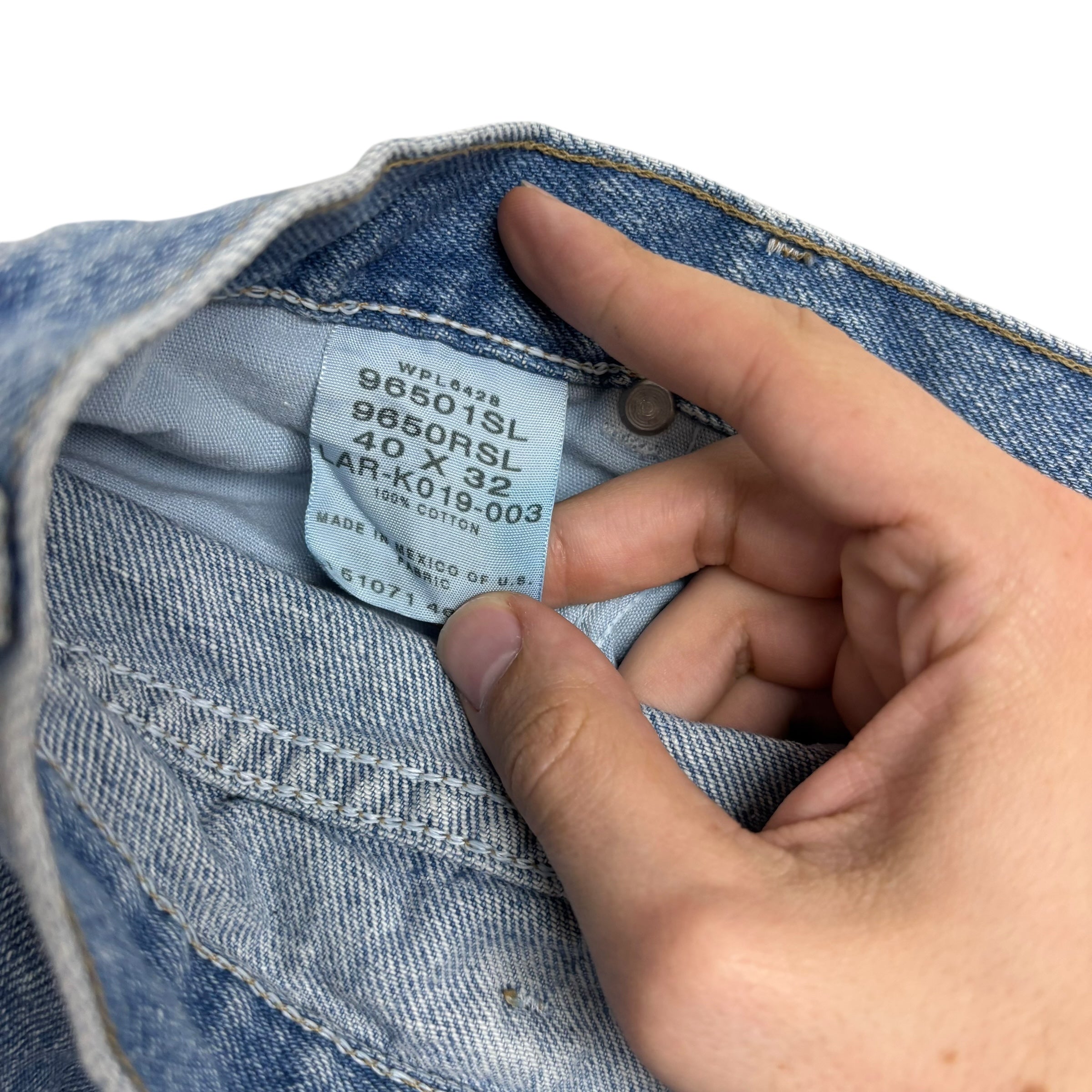 Wrangler Jeans W40 L32 Mens Light Blue Regular Straight Fit Vintage Denim (E)