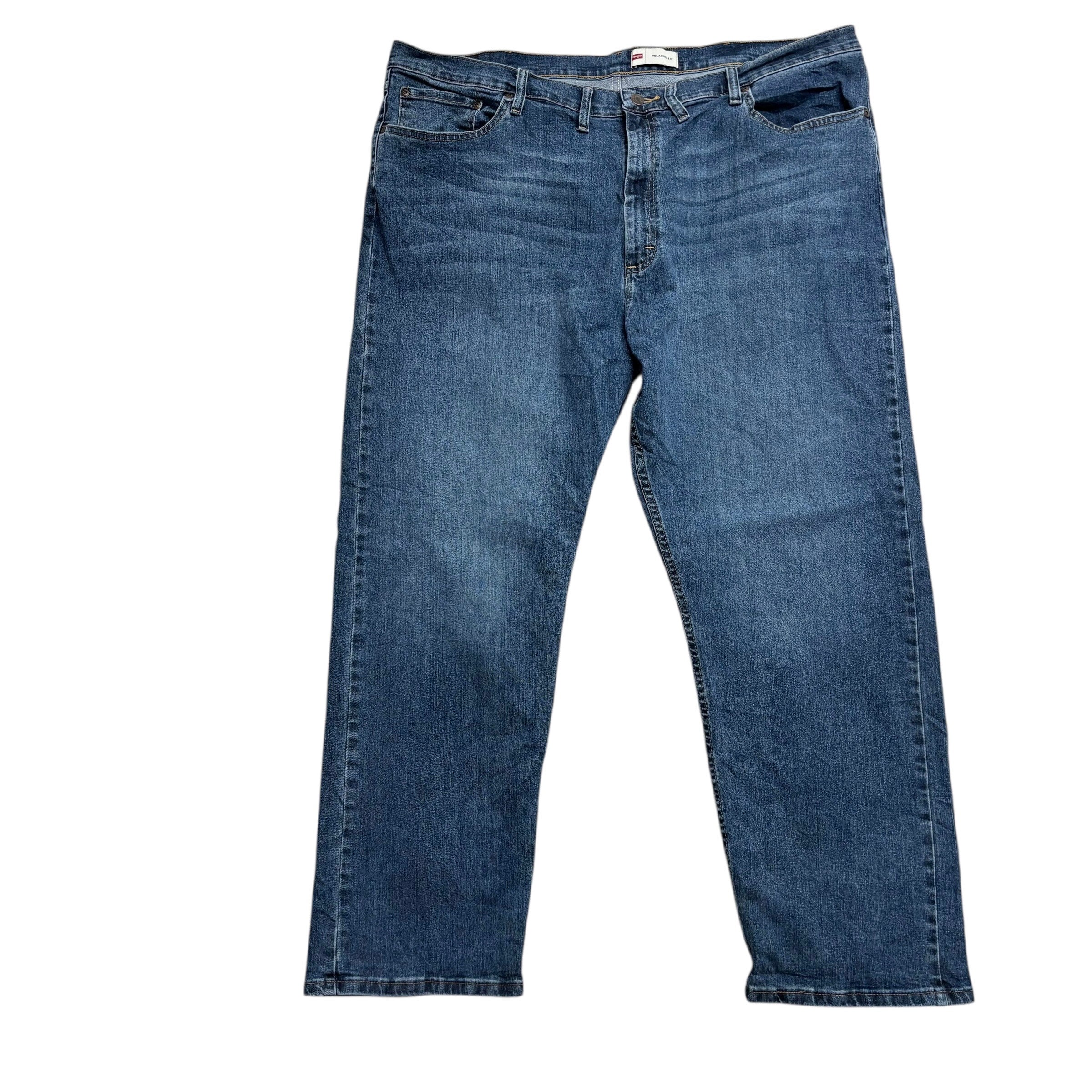 Wrangler Jeans W44 L30 Mens Mid Blue Relaxed Straight Fit Stretch Denim (E)